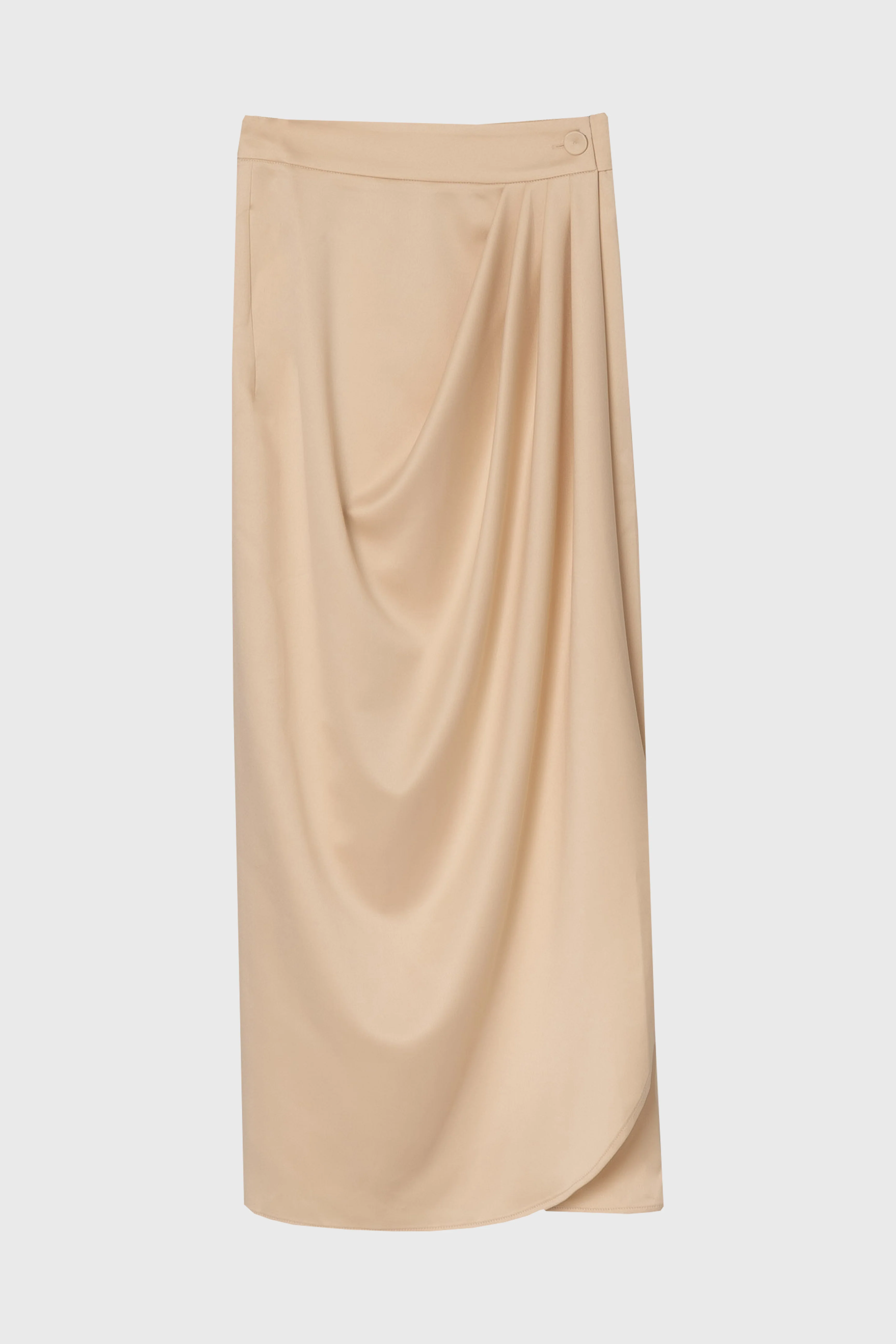 Beige Draped Wrap Maxi Skirt - Image 6