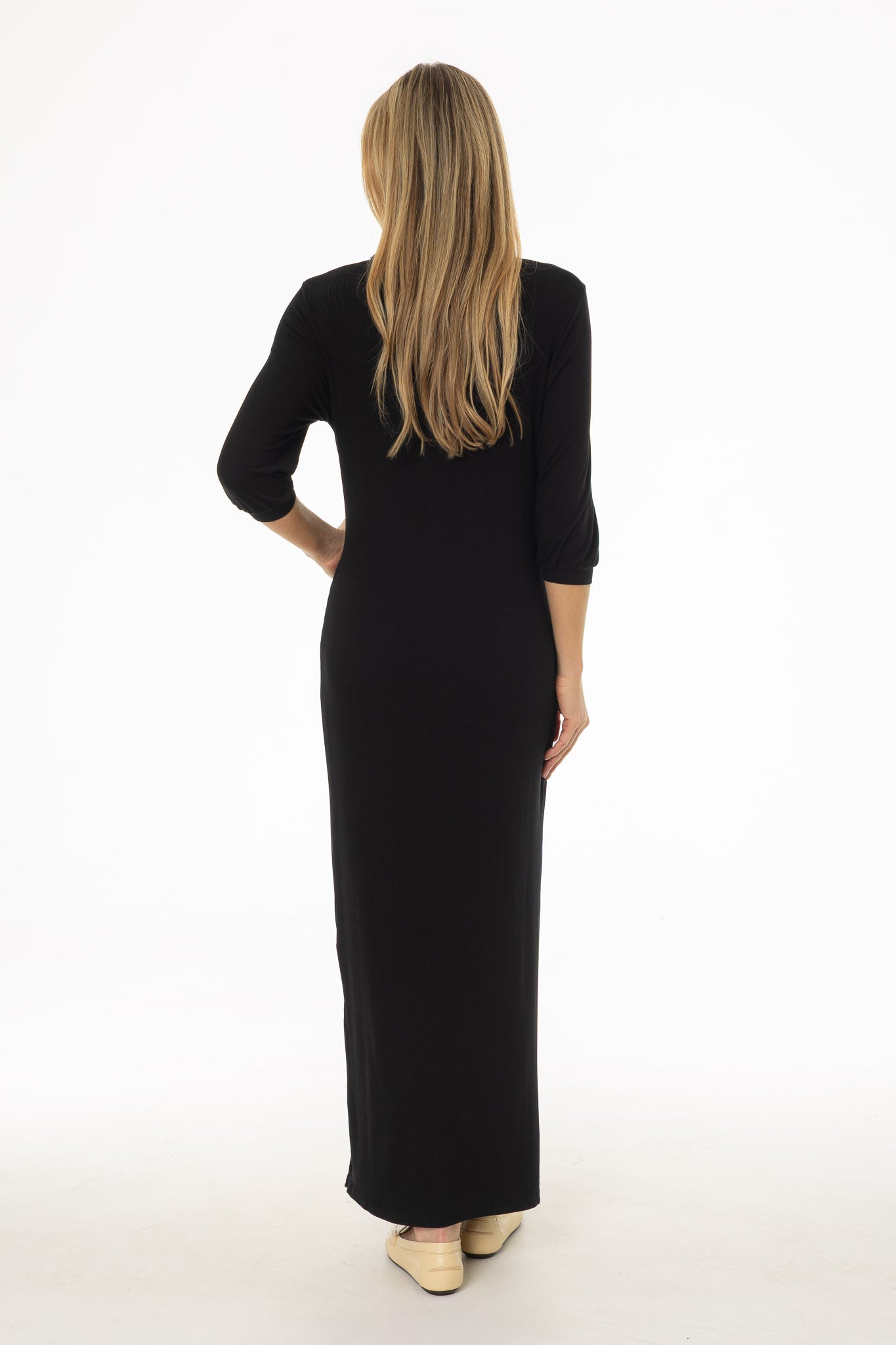 Black 3/4 Sleeve Maxi Dress - Image 4