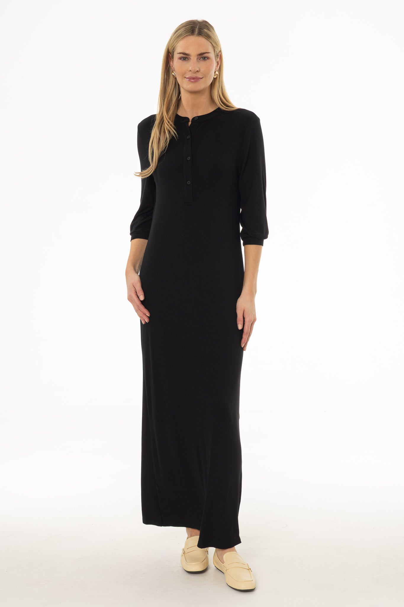 Black 3/4 Sleeve Maxi Dress - Image 5