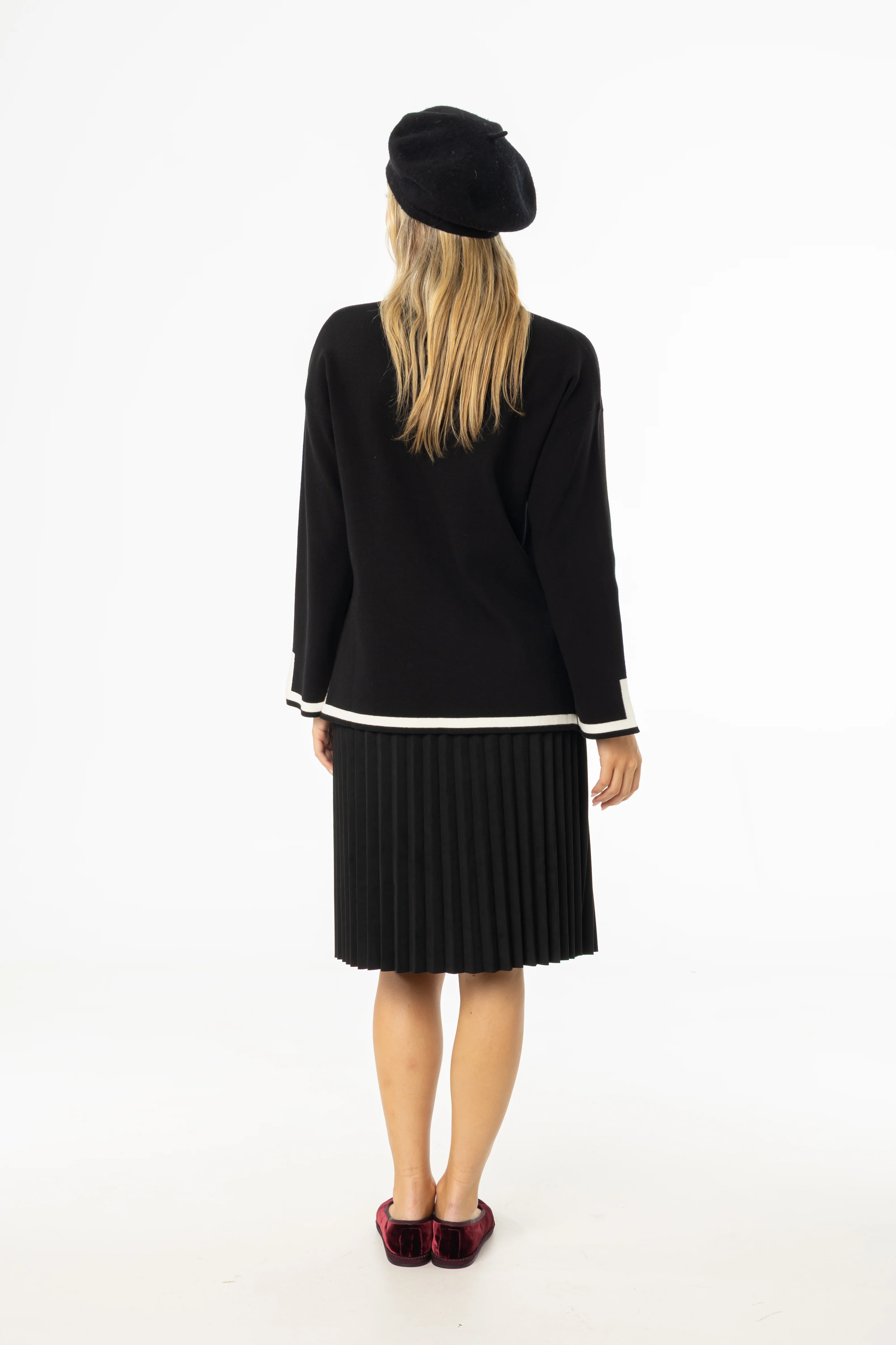 Black Accordion Microsuede Skirt - Image 3