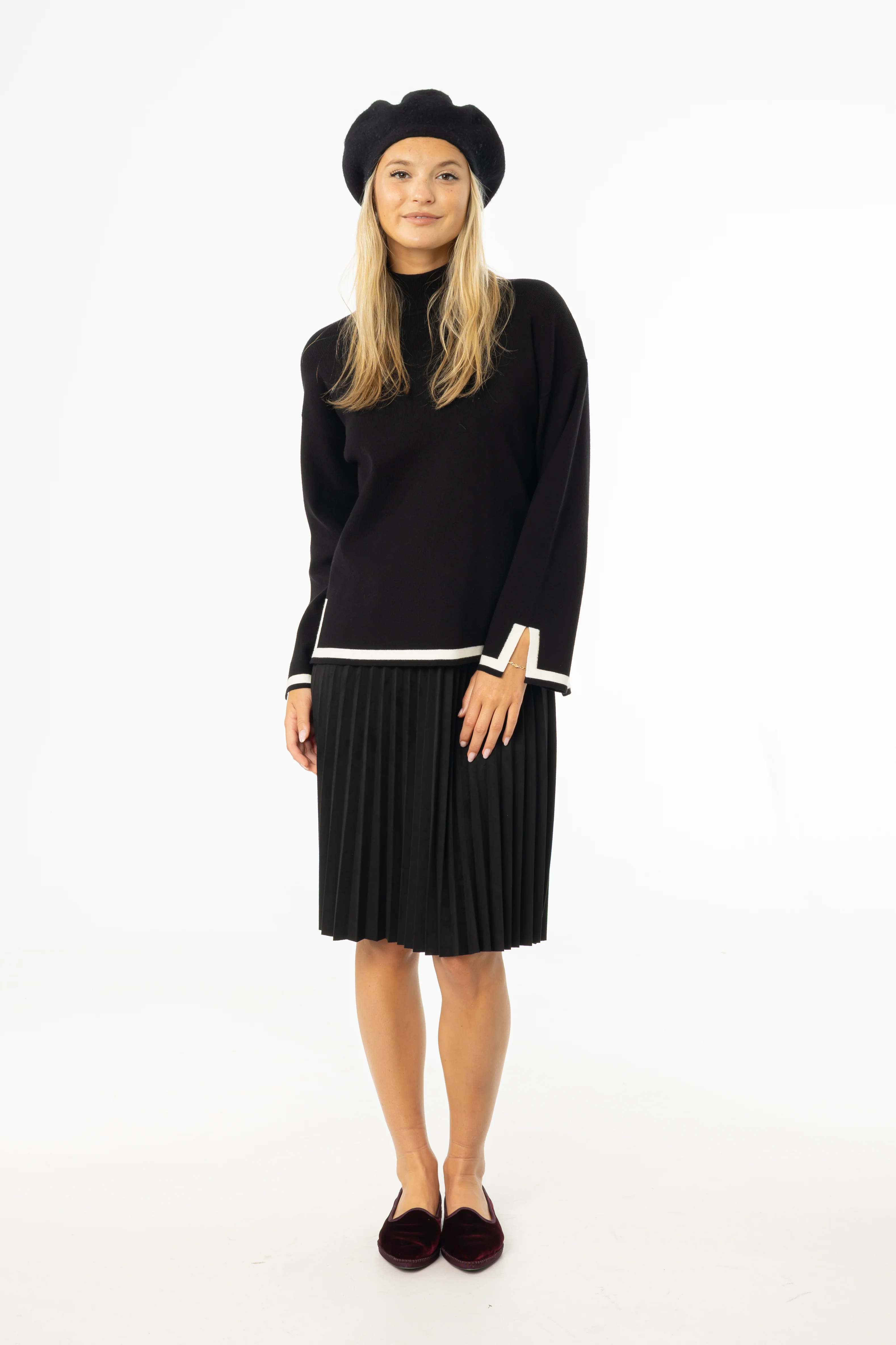 Black Accordion Microsuede Skirt - Image 4