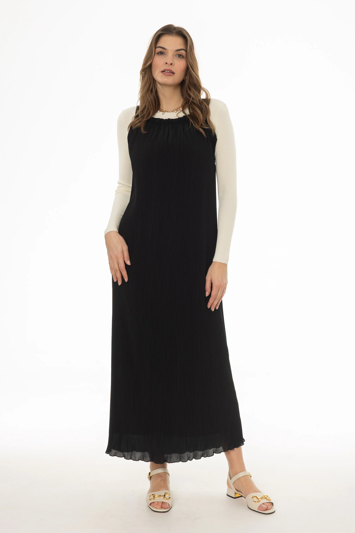Black Accordion Pleat Maxi Jumper - Image 5