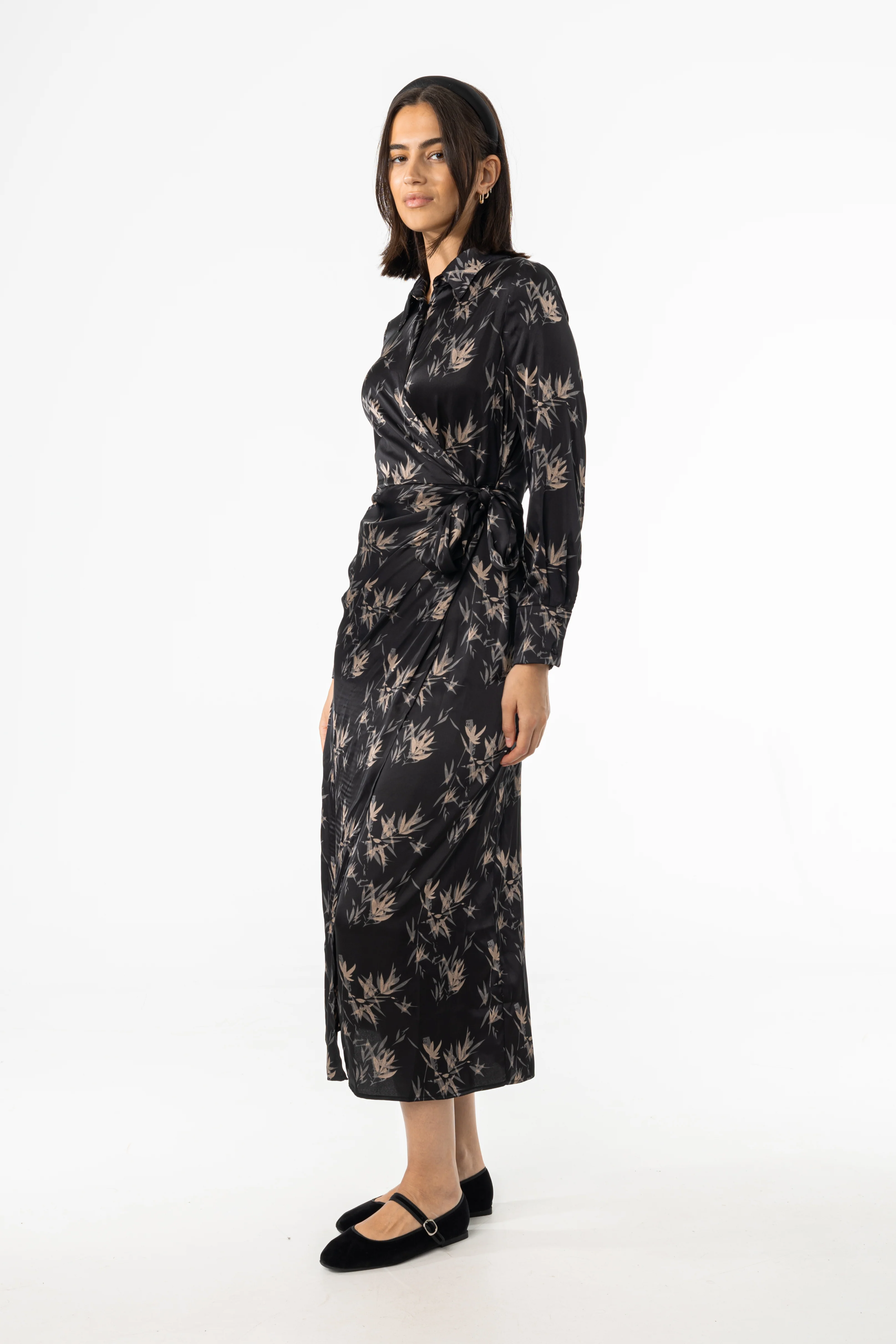 Black & Beige Side Tie Maxi Dress - Image 3