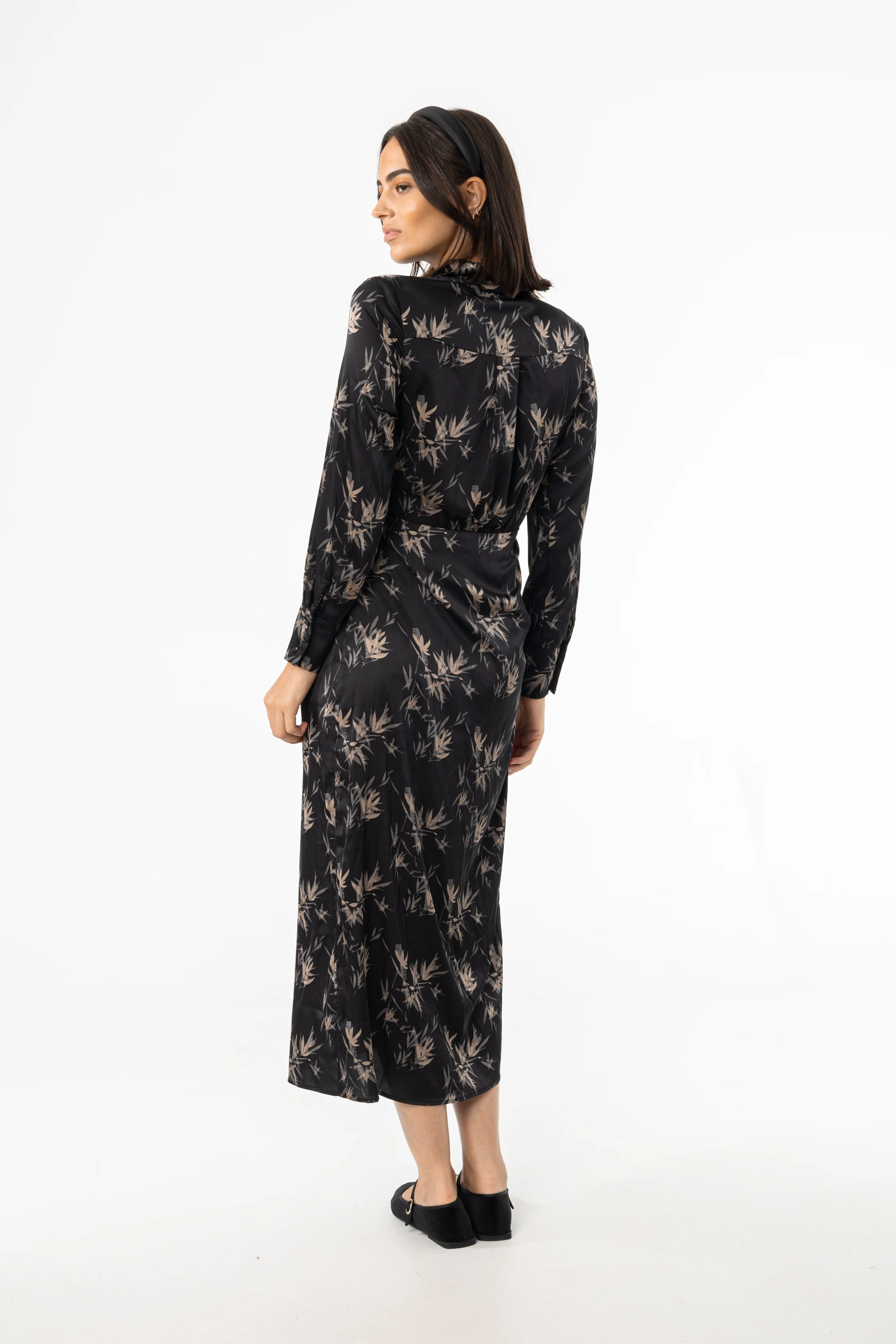 Black & Beige Side Tie Maxi Dress - Image 4