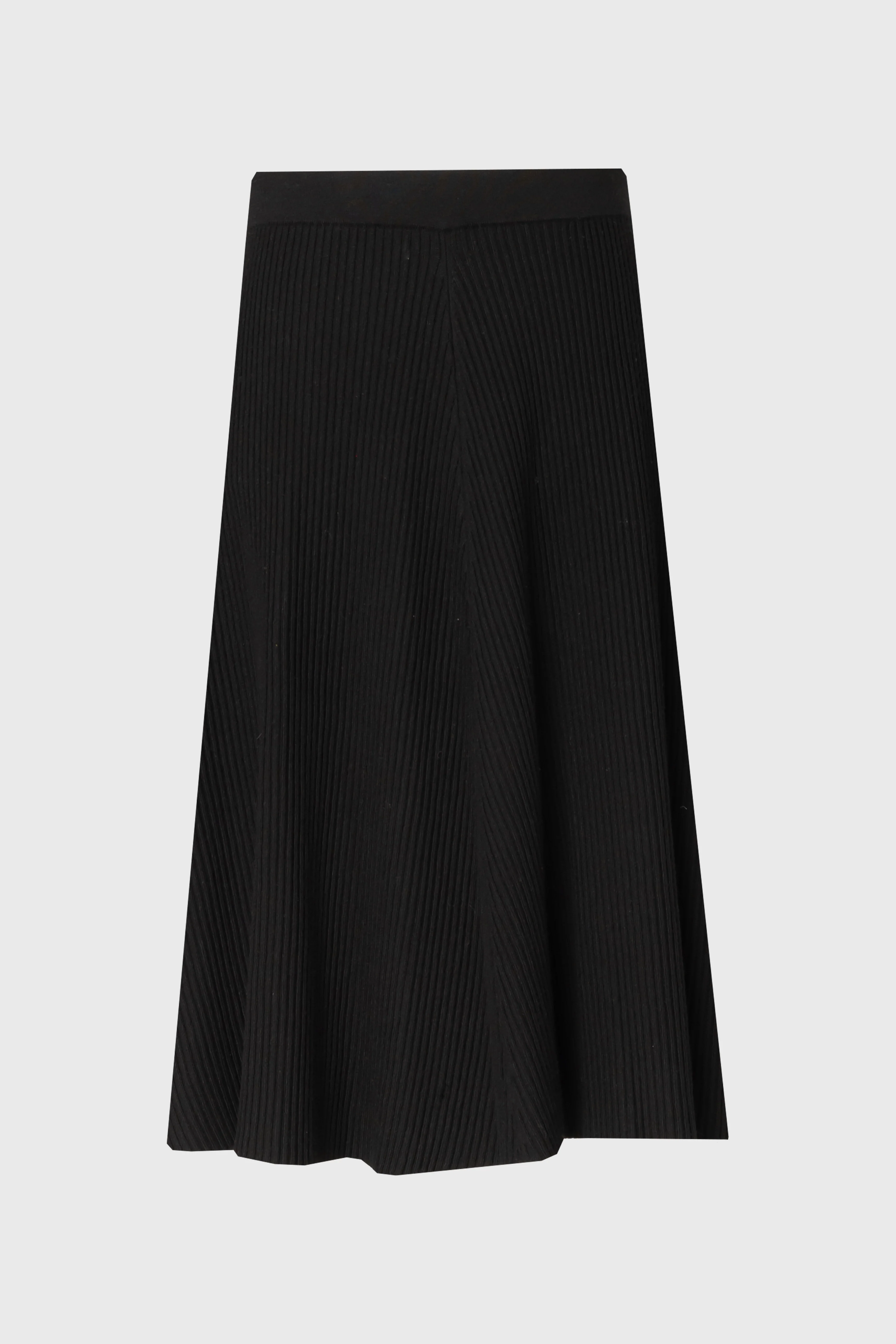 Black Basic Ribbed Knit Skirt - Image 6