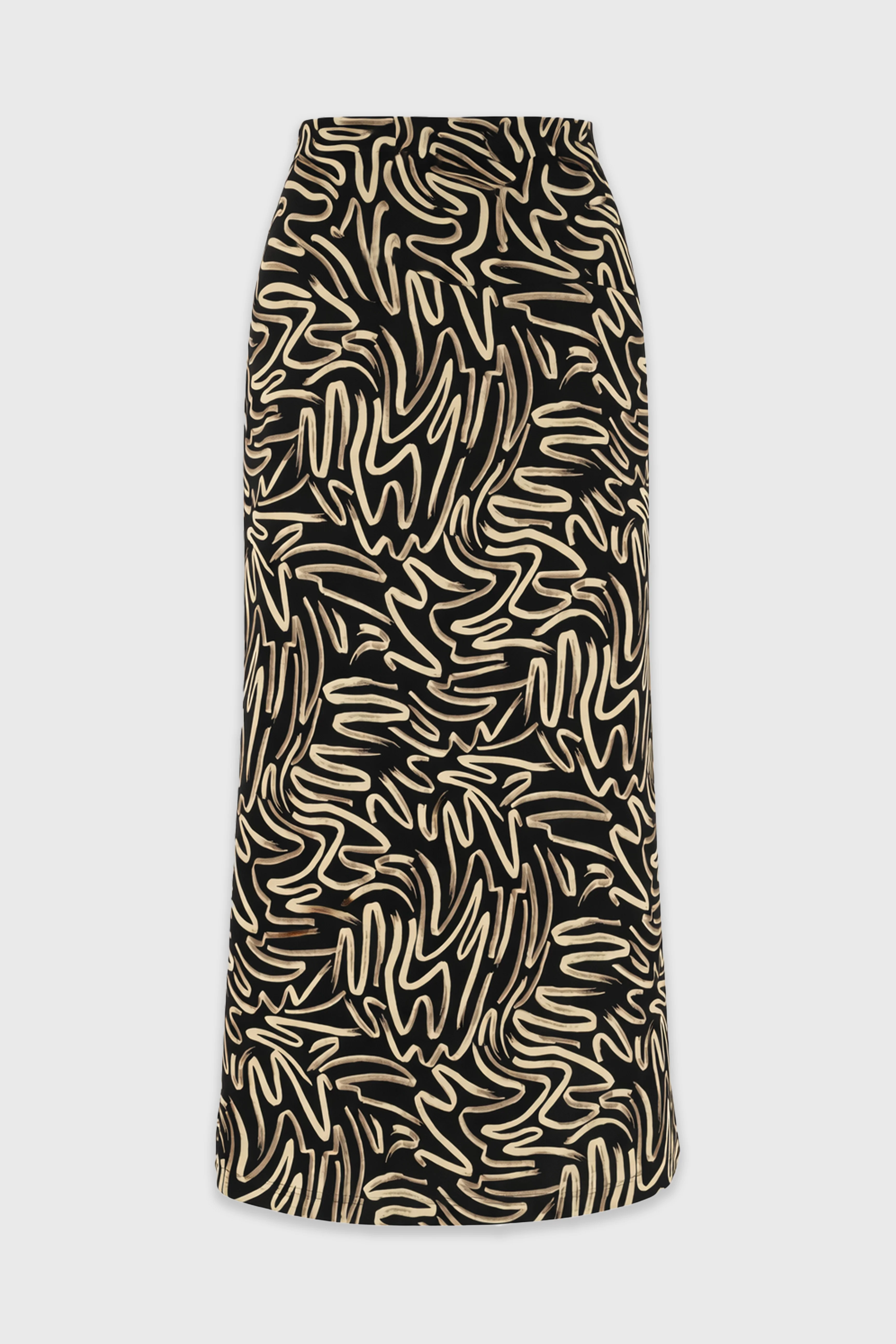 Black  Brushstroke Printed Slip Skirt - Image 6
