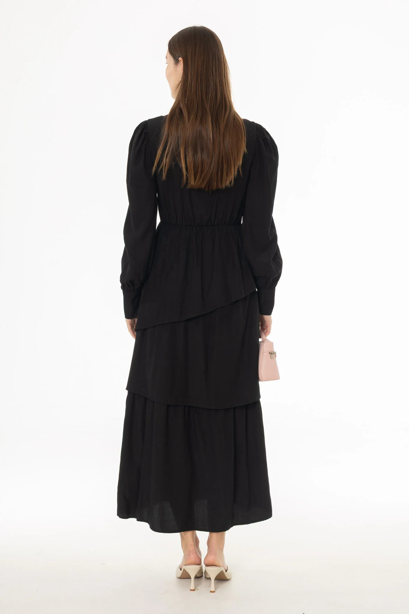 Black Button Ruffle Maxi Dress - Image 5