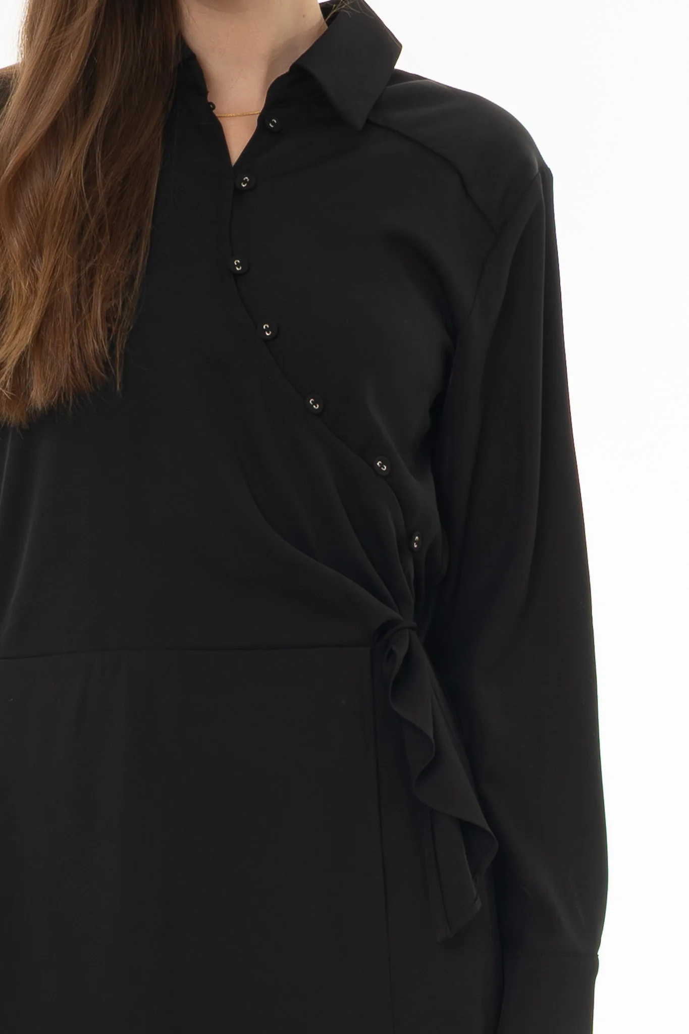 Black Button Side Loop Maxi Dress - Image 2