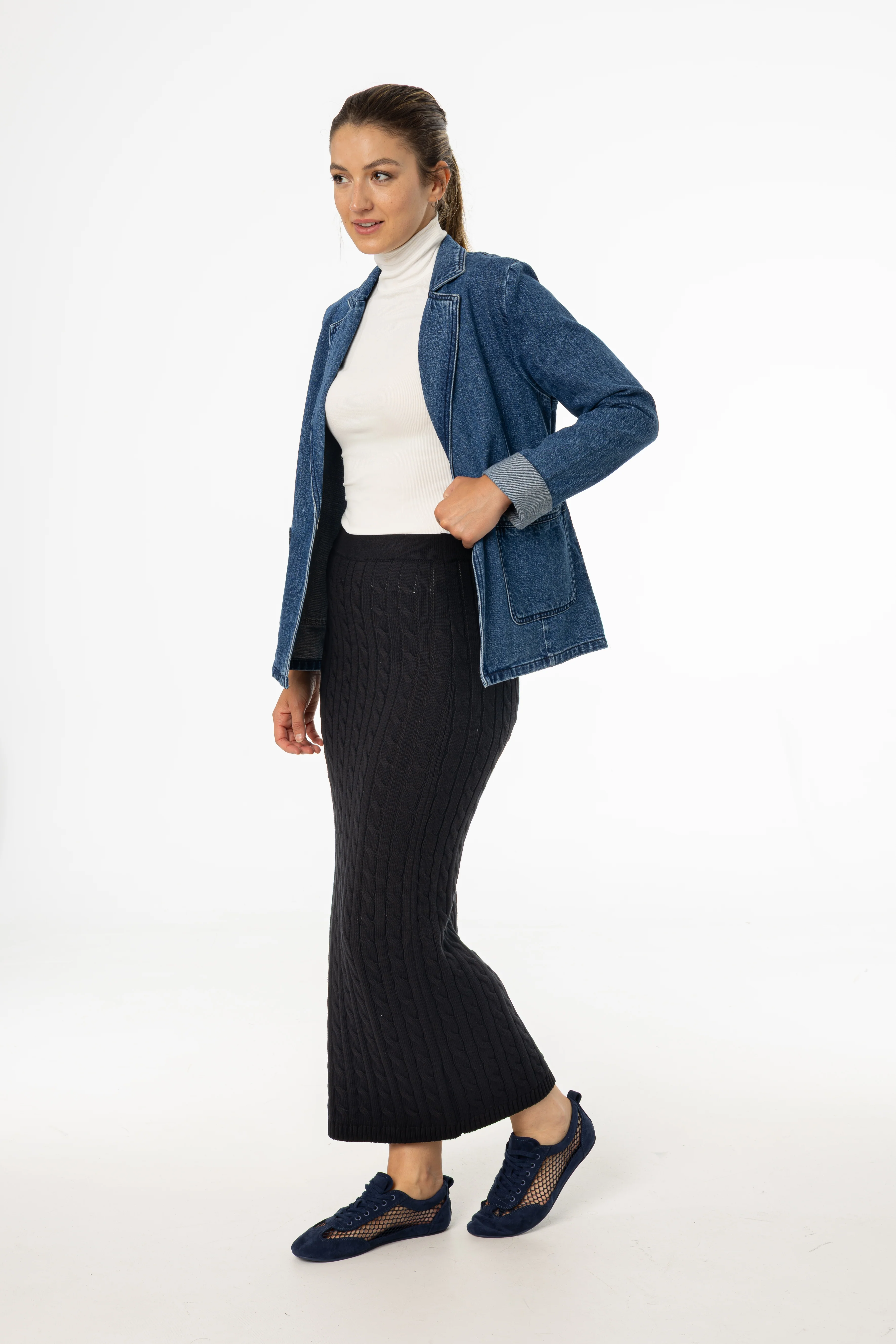Black Cable Knit Skirt - Image 2