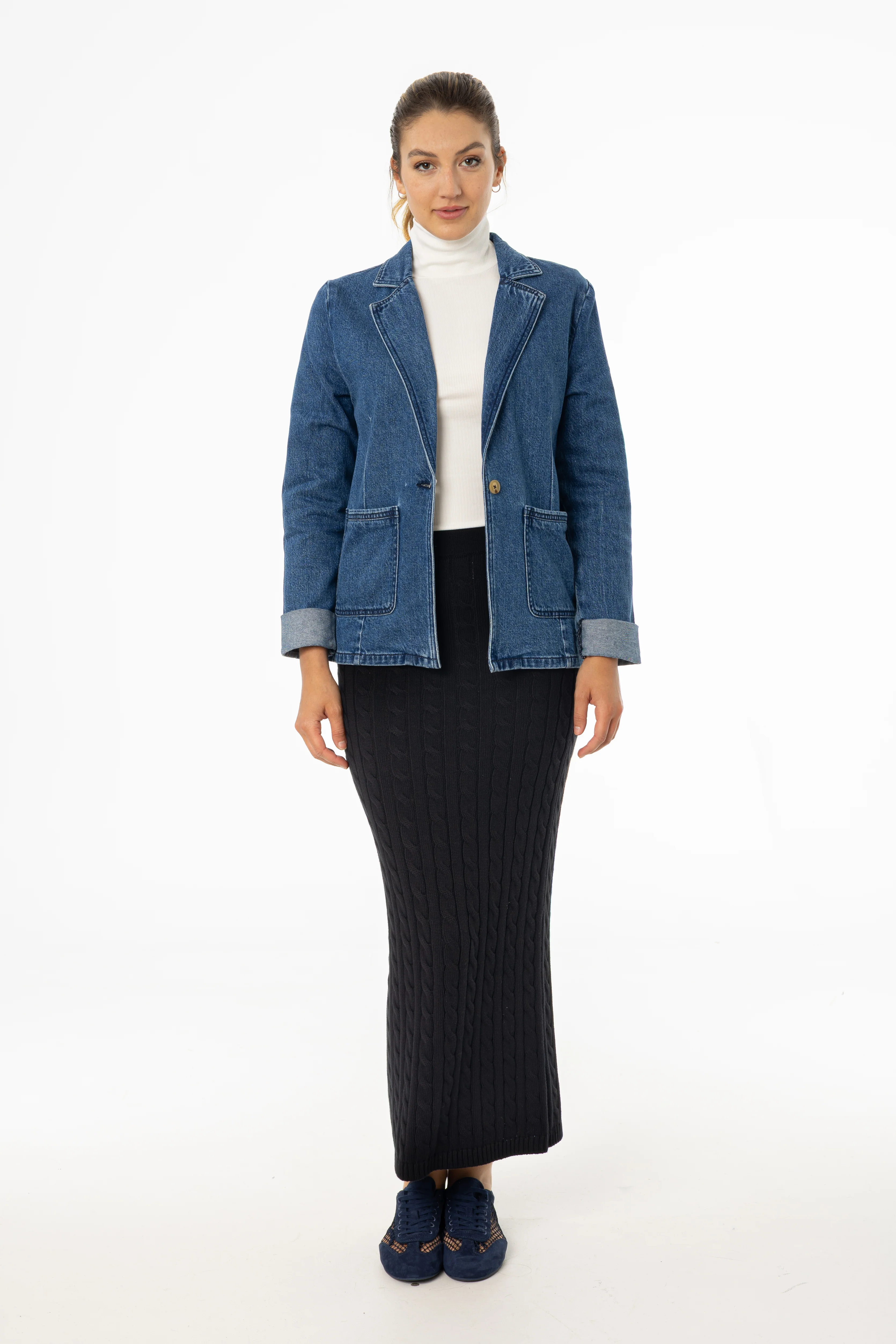Black Cable Knit Skirt - Image 4
