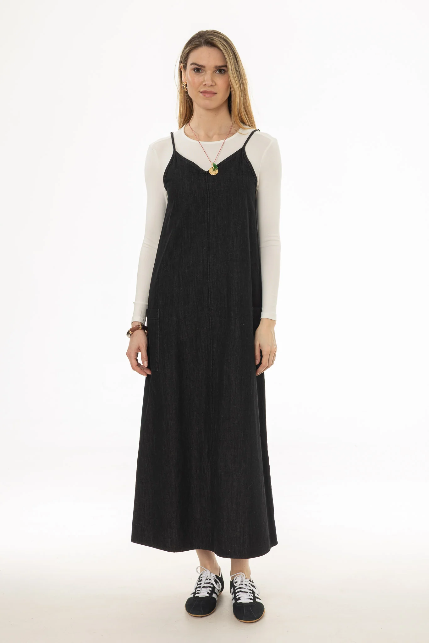Black Cargo Denim Maxi Jumper
