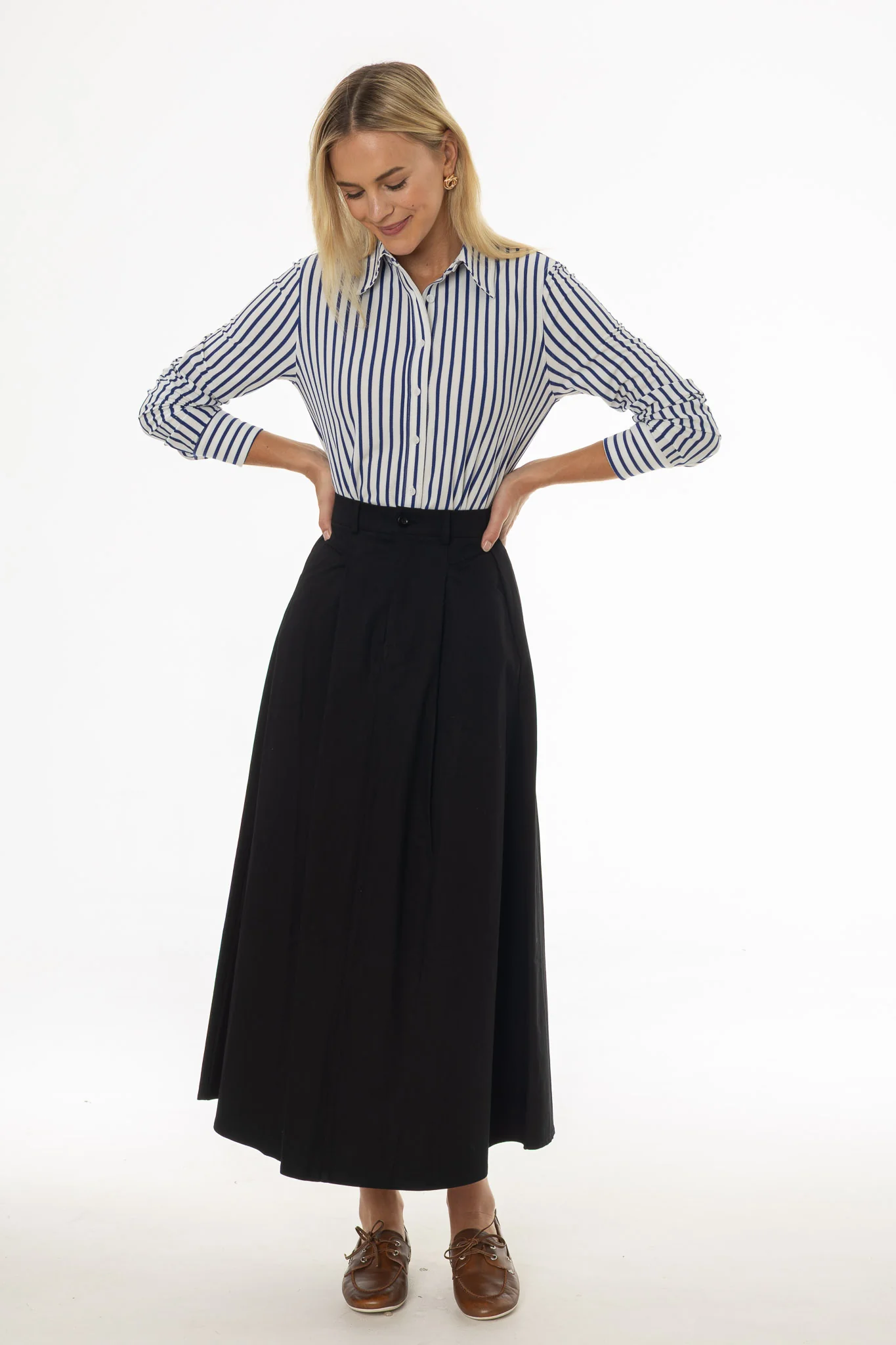 Black Cargo Flare Maxi Skirt