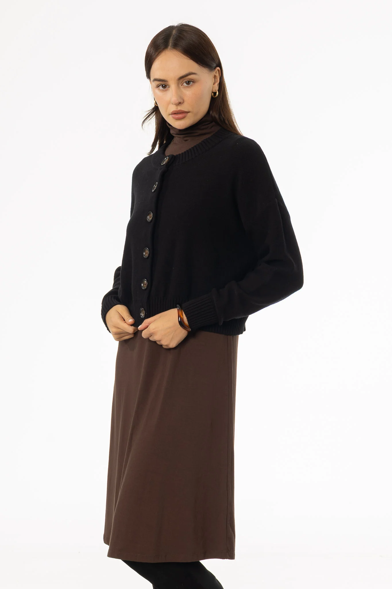 Black Chunky Knit Cardigan - Image 2