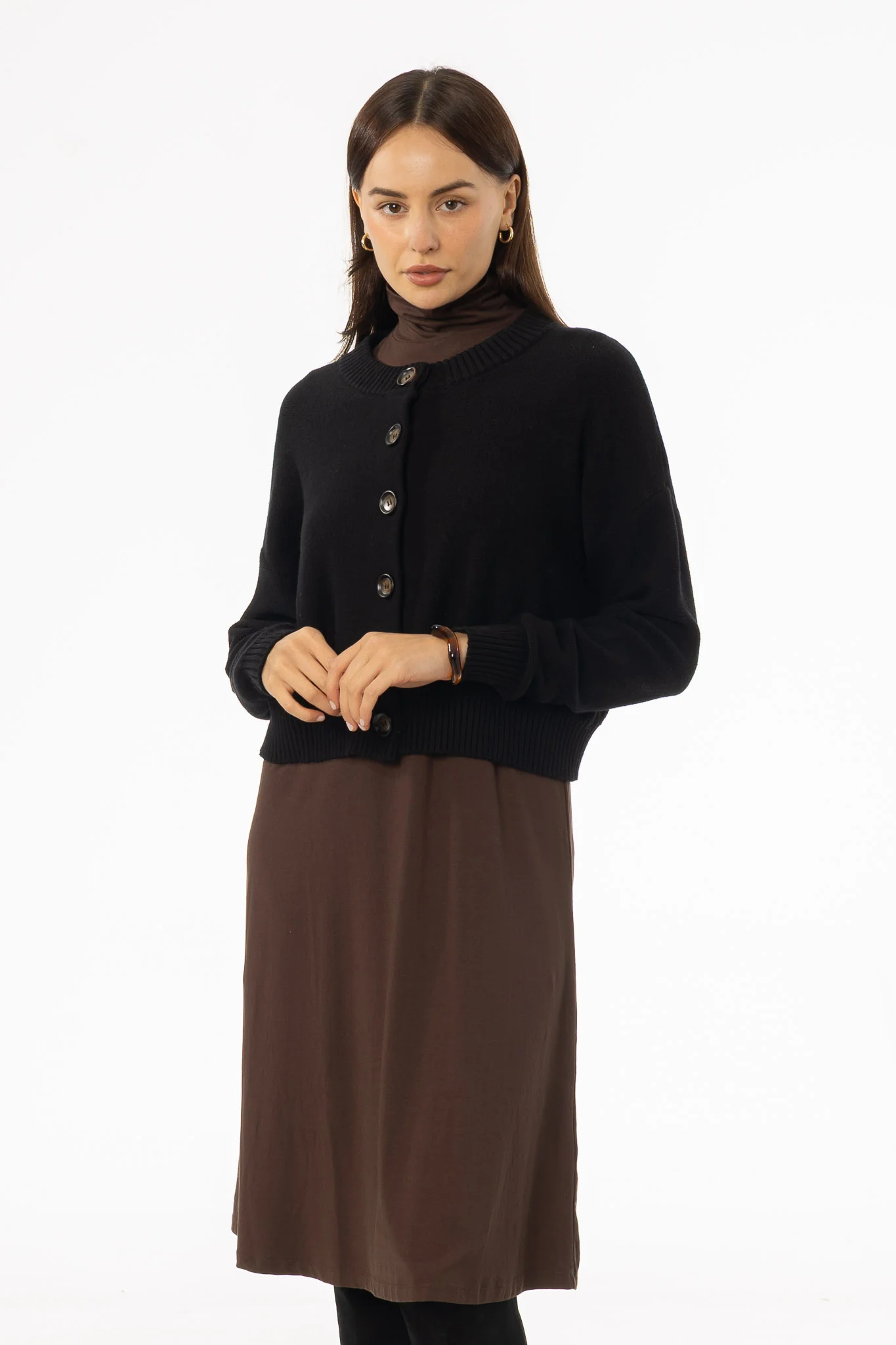 Black Chunky Knit Cardigan - Image 4