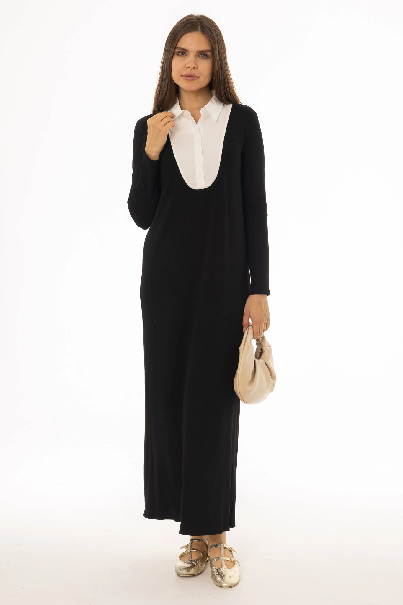 Black Combo Blouse Maxi Dress - Image 5