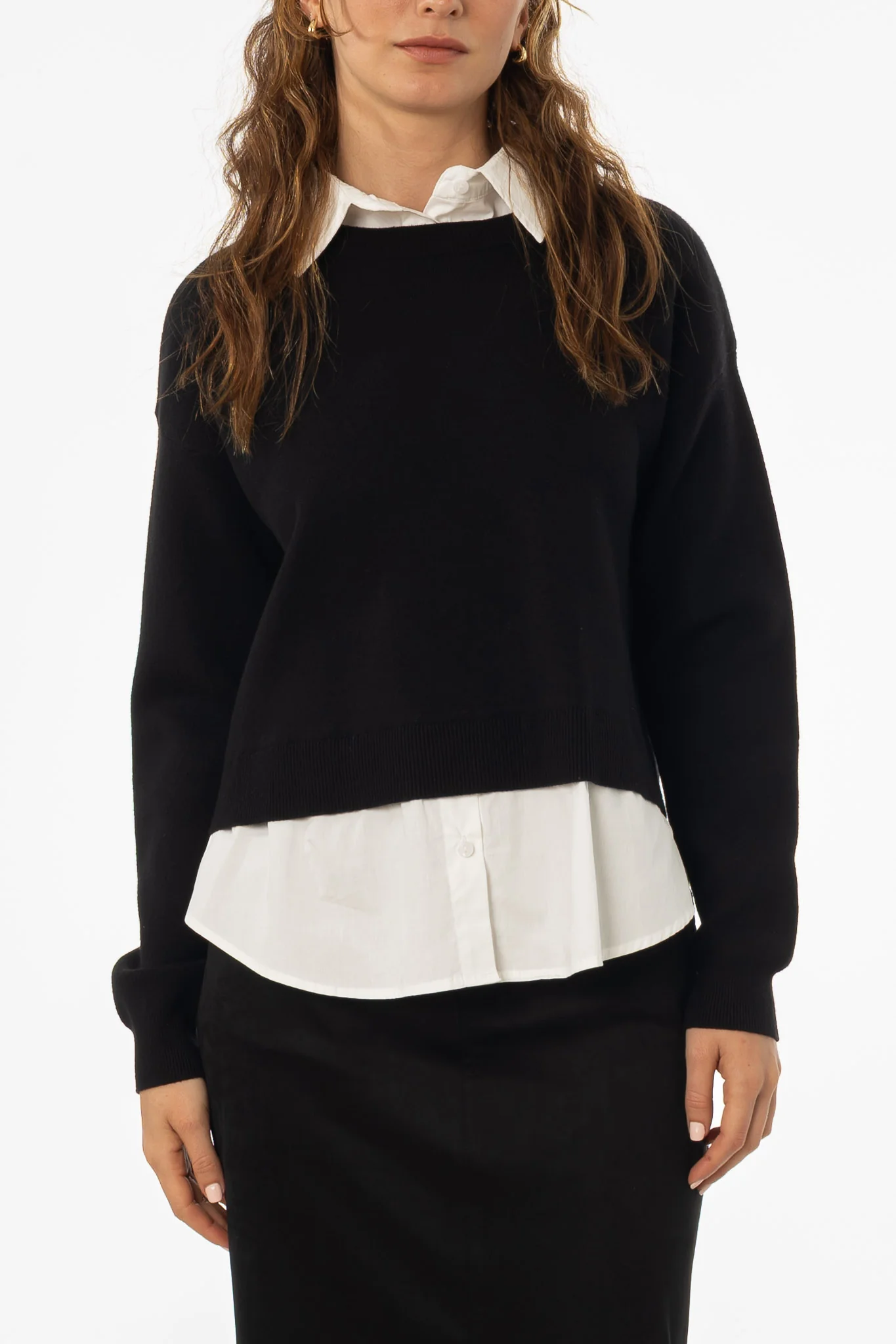 Black Combo Blouse Sweater - Image 3
