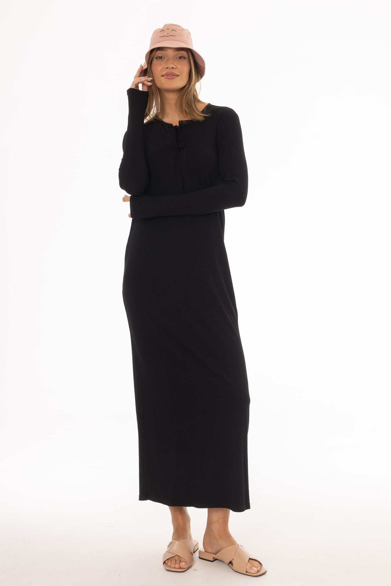 Black Criss Cross Tie Maxi Dress - Image 5