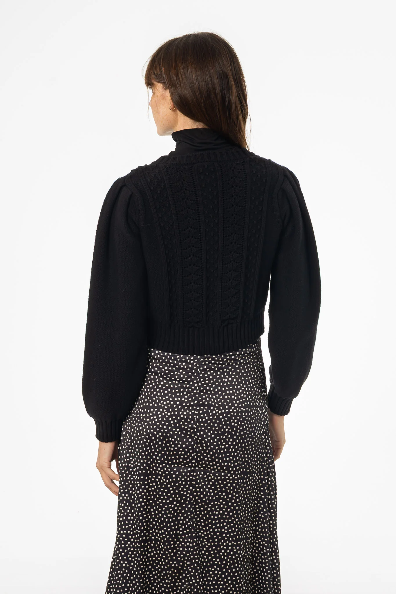Black Cropped Crochet Cardigan - Image 5