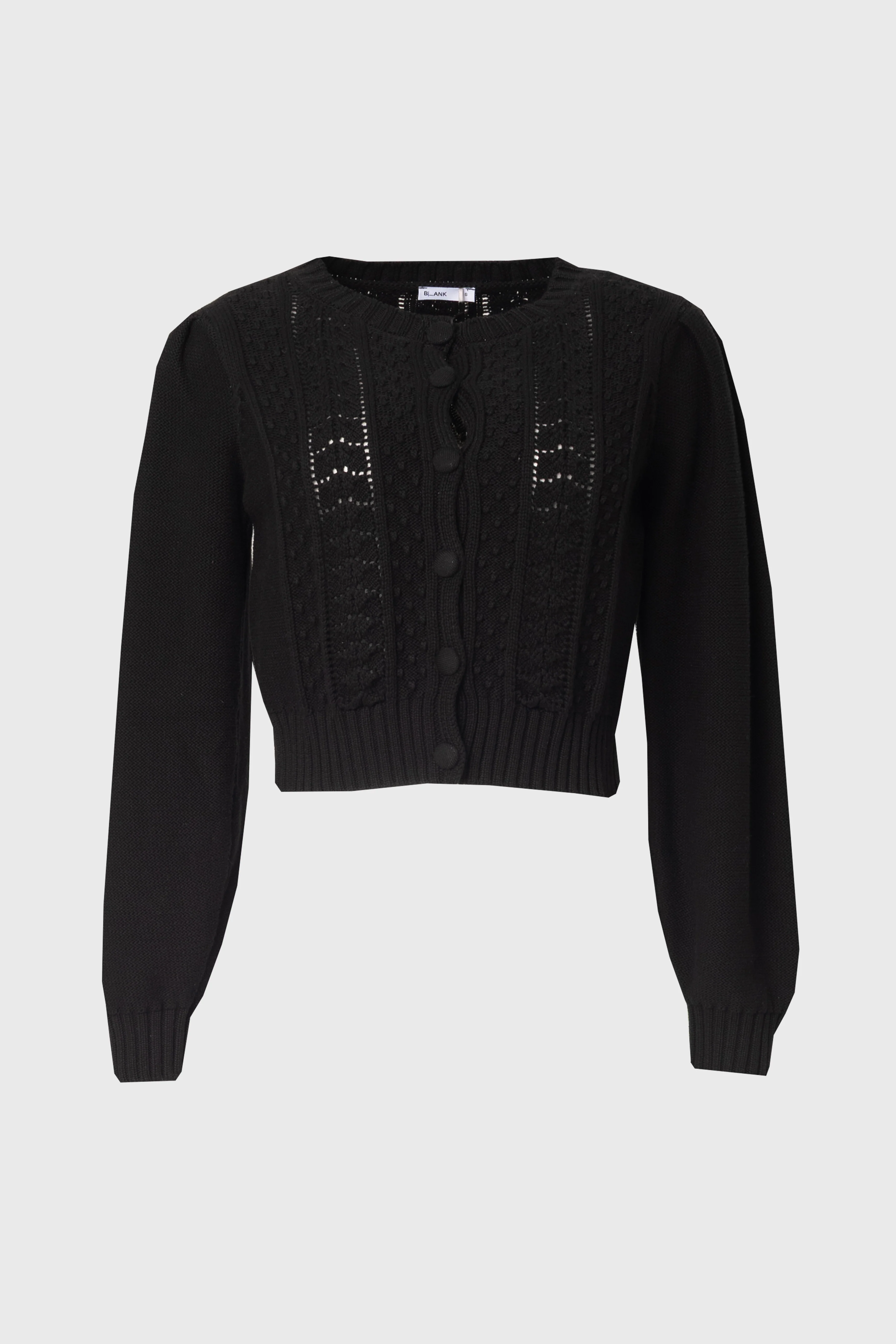Black Cropped Crochet Cardigan - Image 6