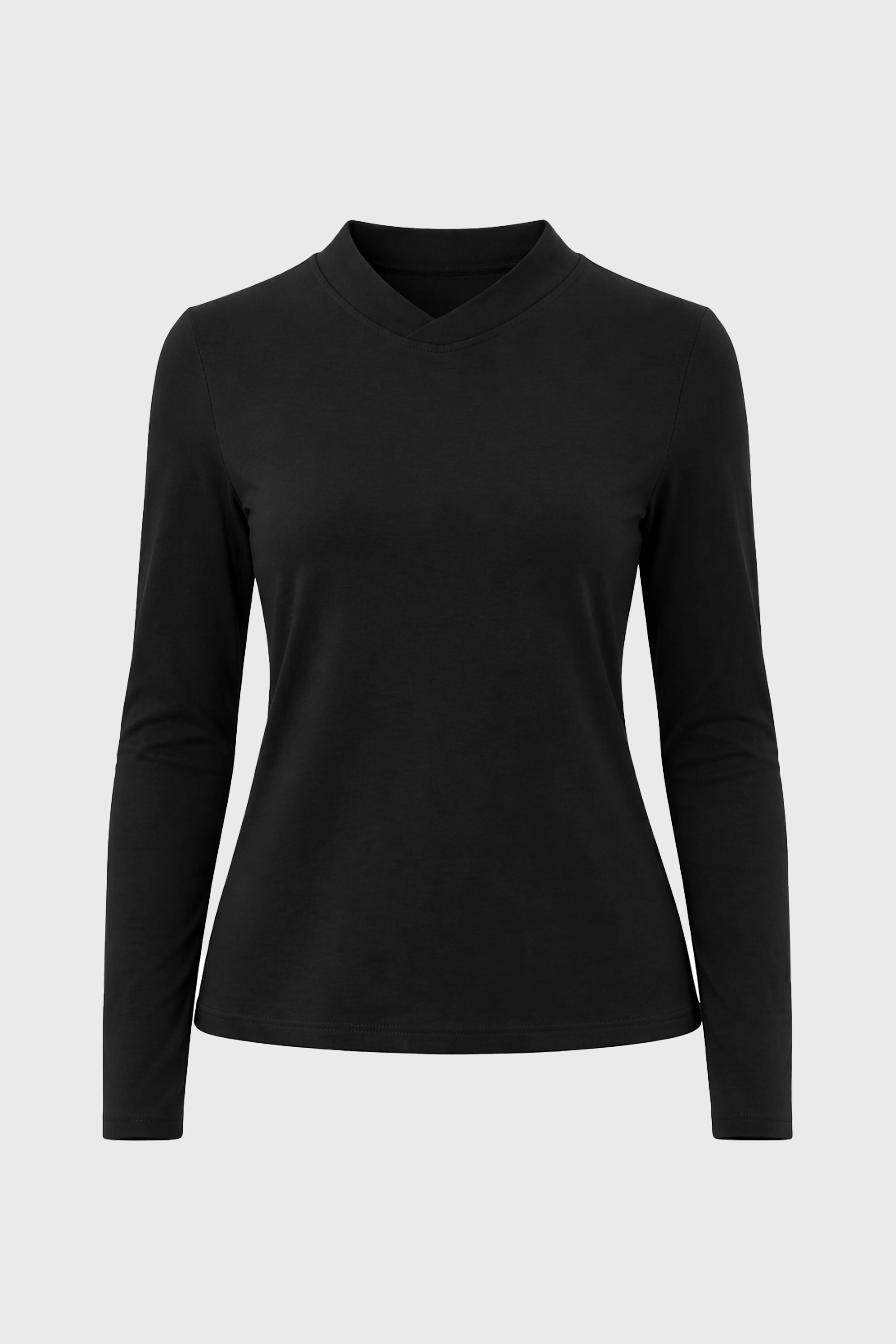 Black Crossover Neck T-Shirt - Image 6