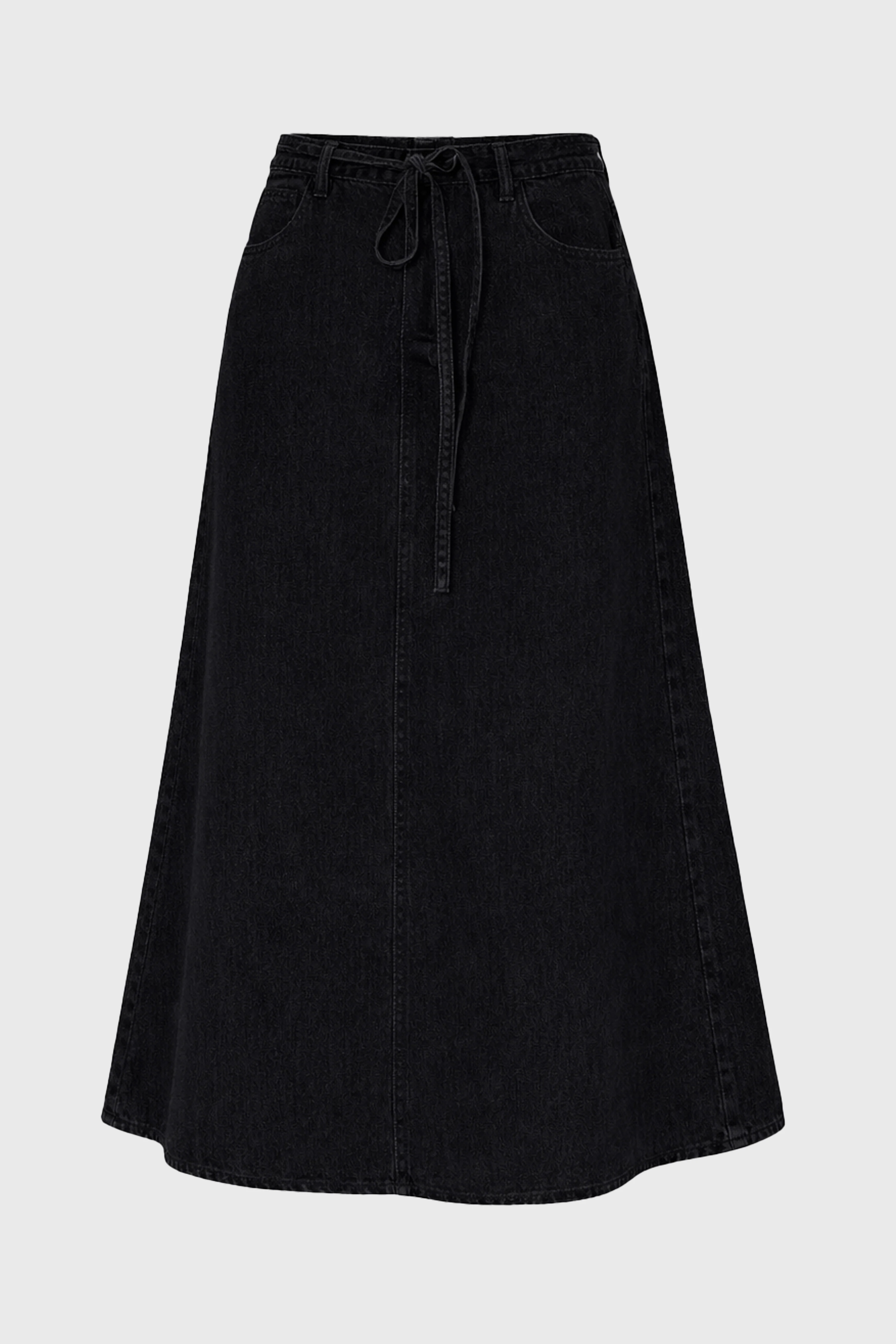 Black Denim A-Line Maxi Skirt - Image 6