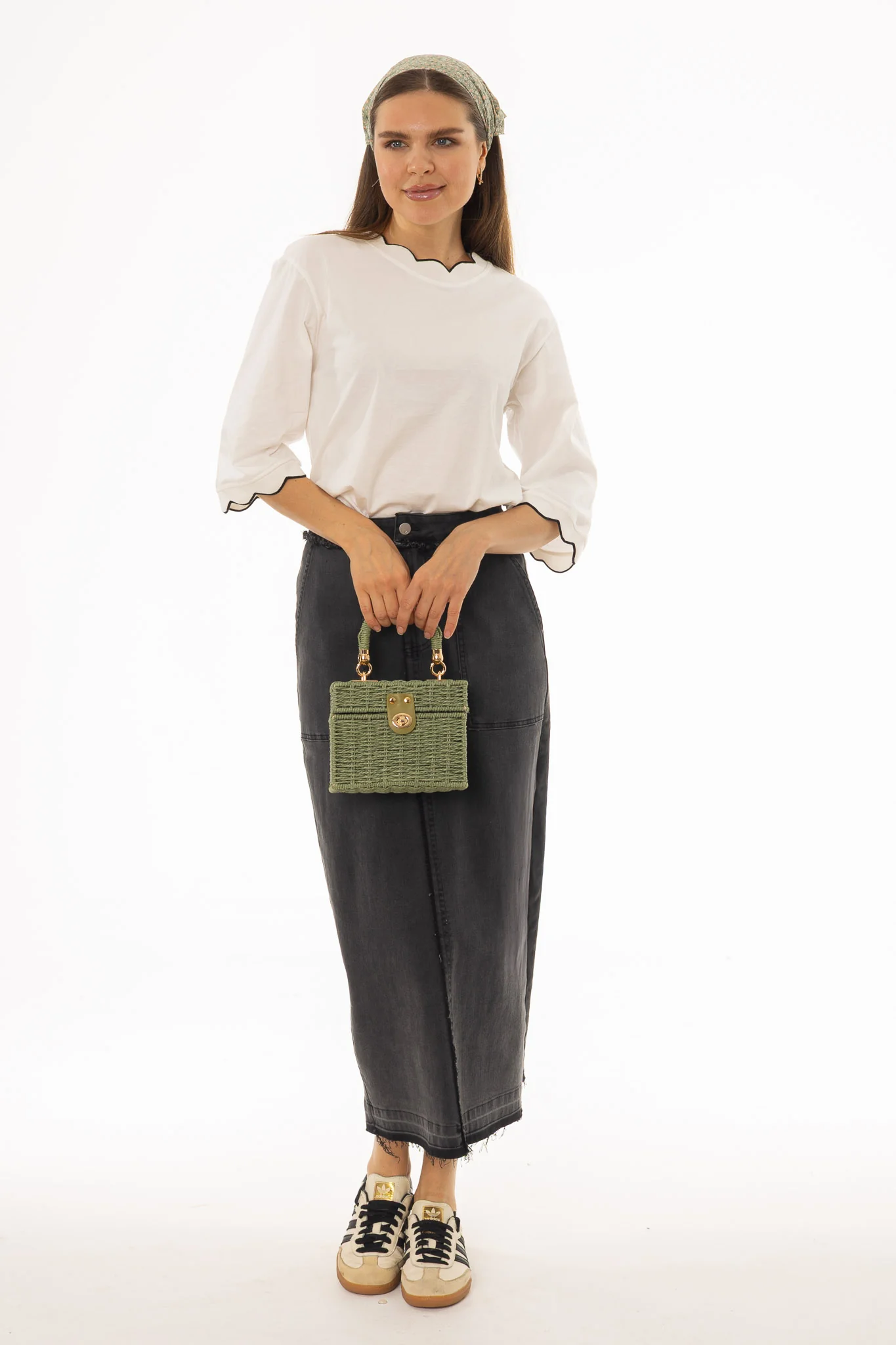 Black Denim Pocket Fringe Maxi Skirt - Image 5
