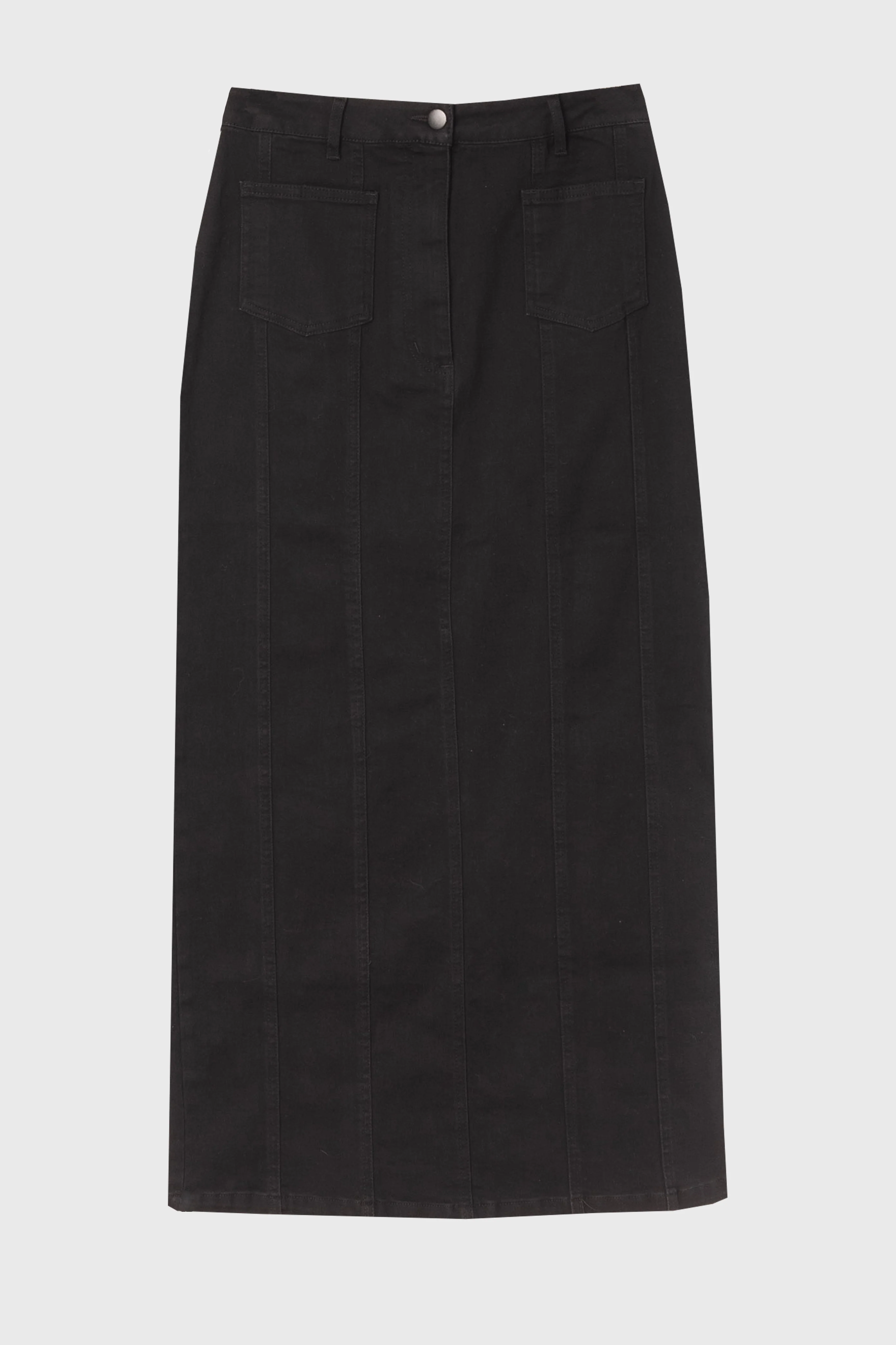 Black Denim Pocket Seam Maxi Skirt - Image 6