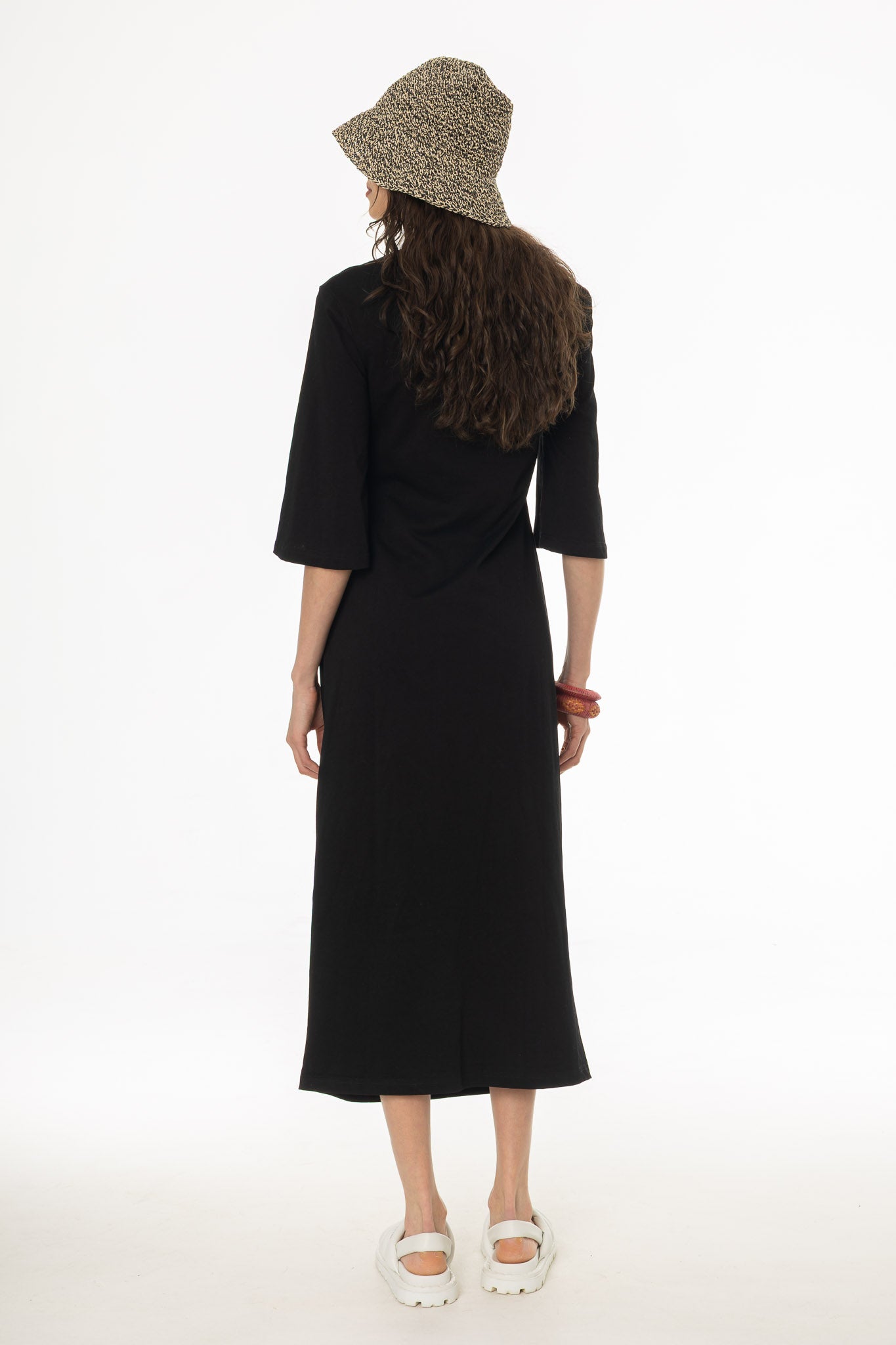 Black Draped Jersey Maxi Dress - Image 4