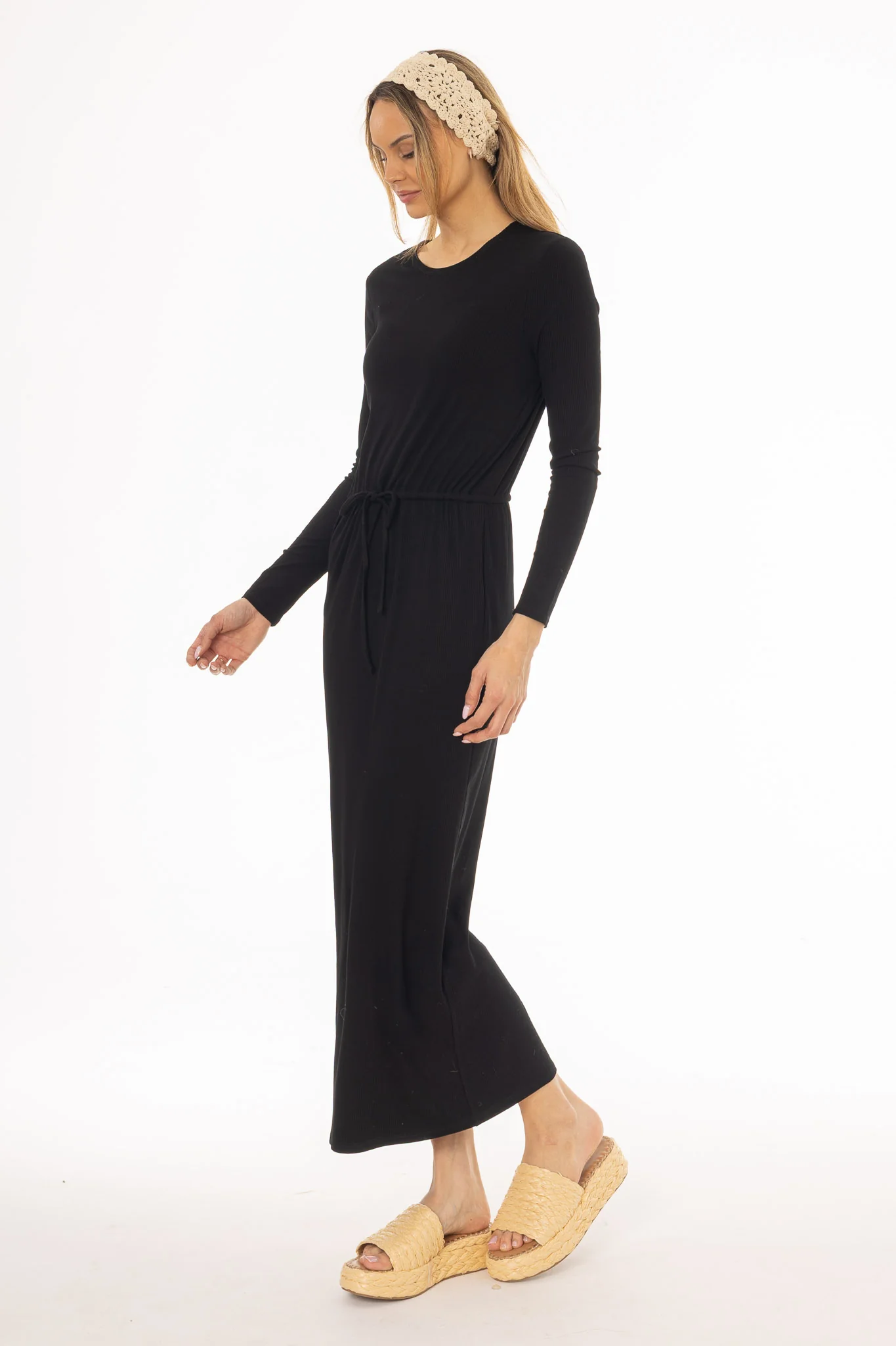 Black Drawstring Maxi Dress - Image 3