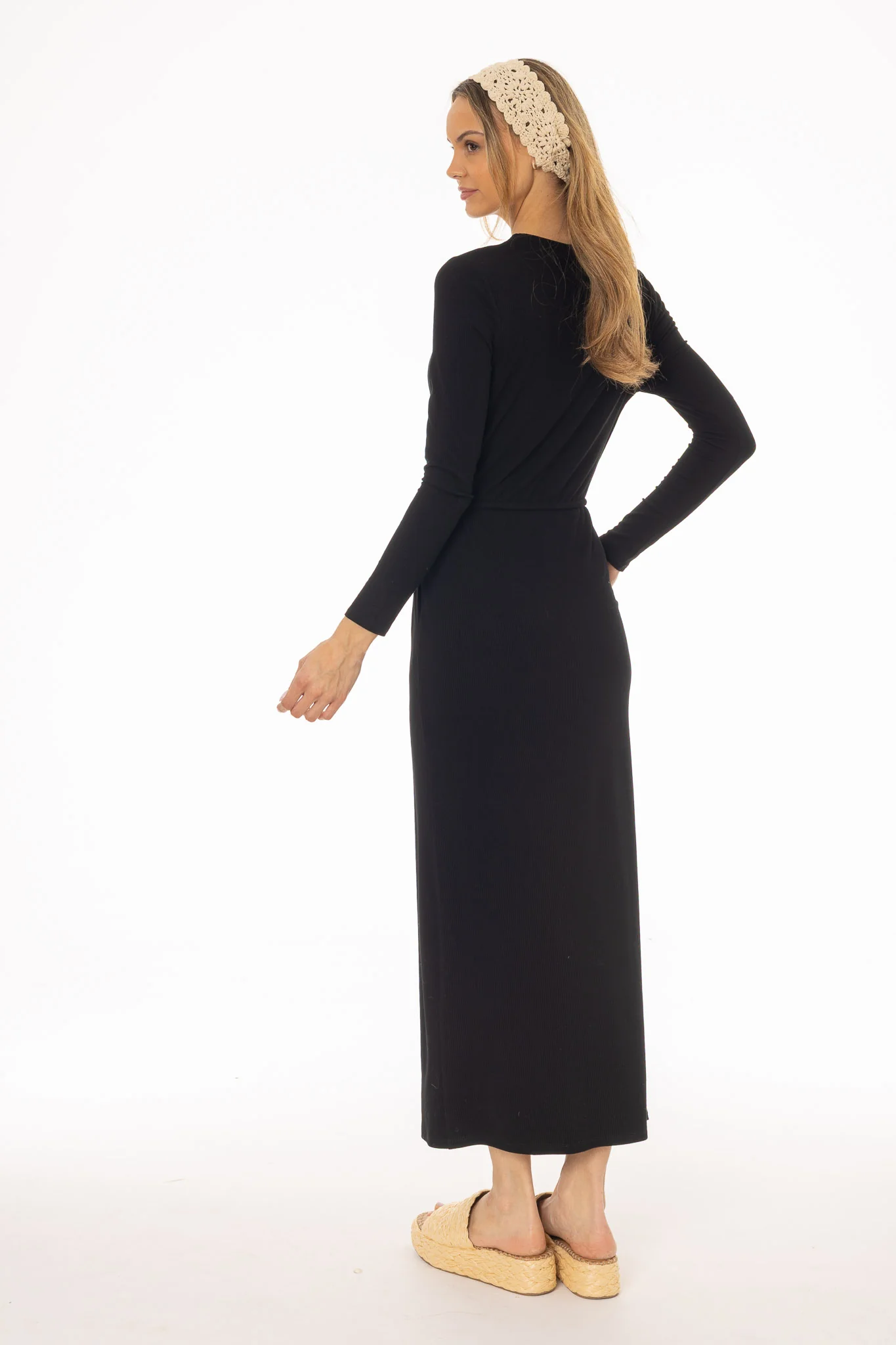 Black Drawstring Maxi Dress - Image 4