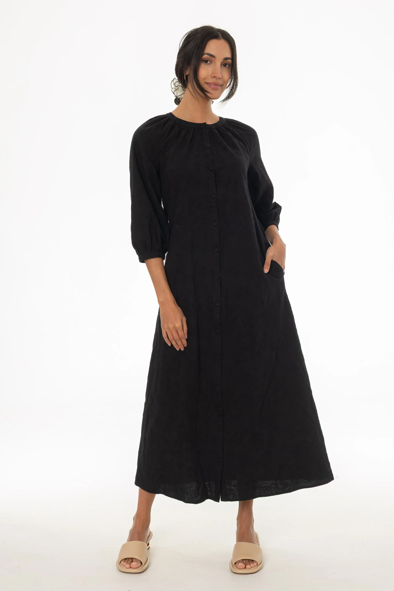 Black Embroidered Maxi Dress