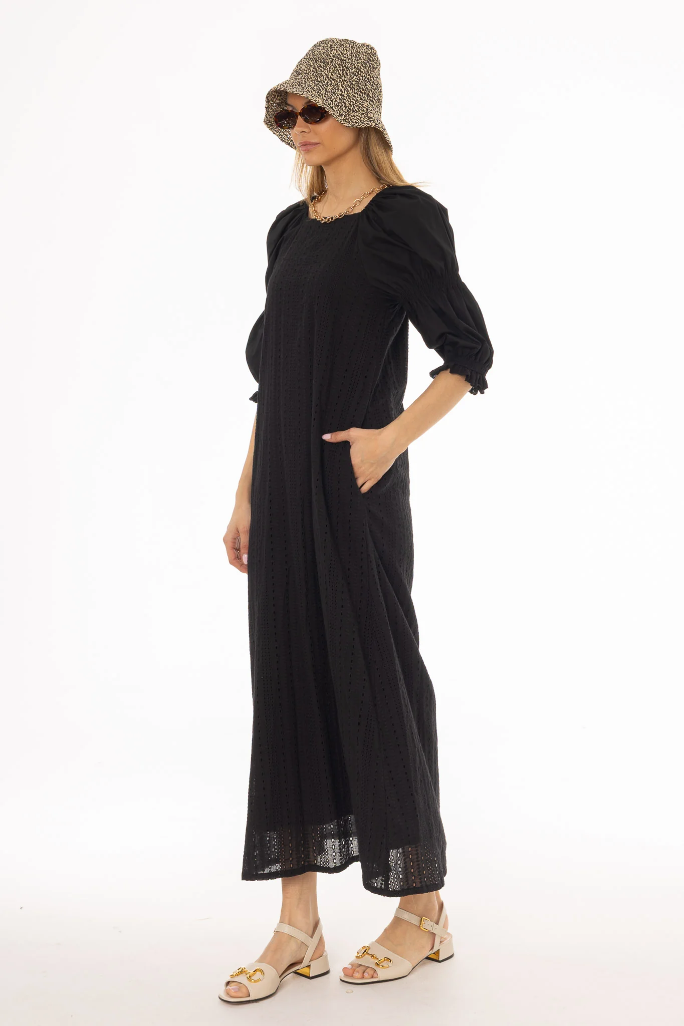 Black Eyelet Maxi Dress - Image 3