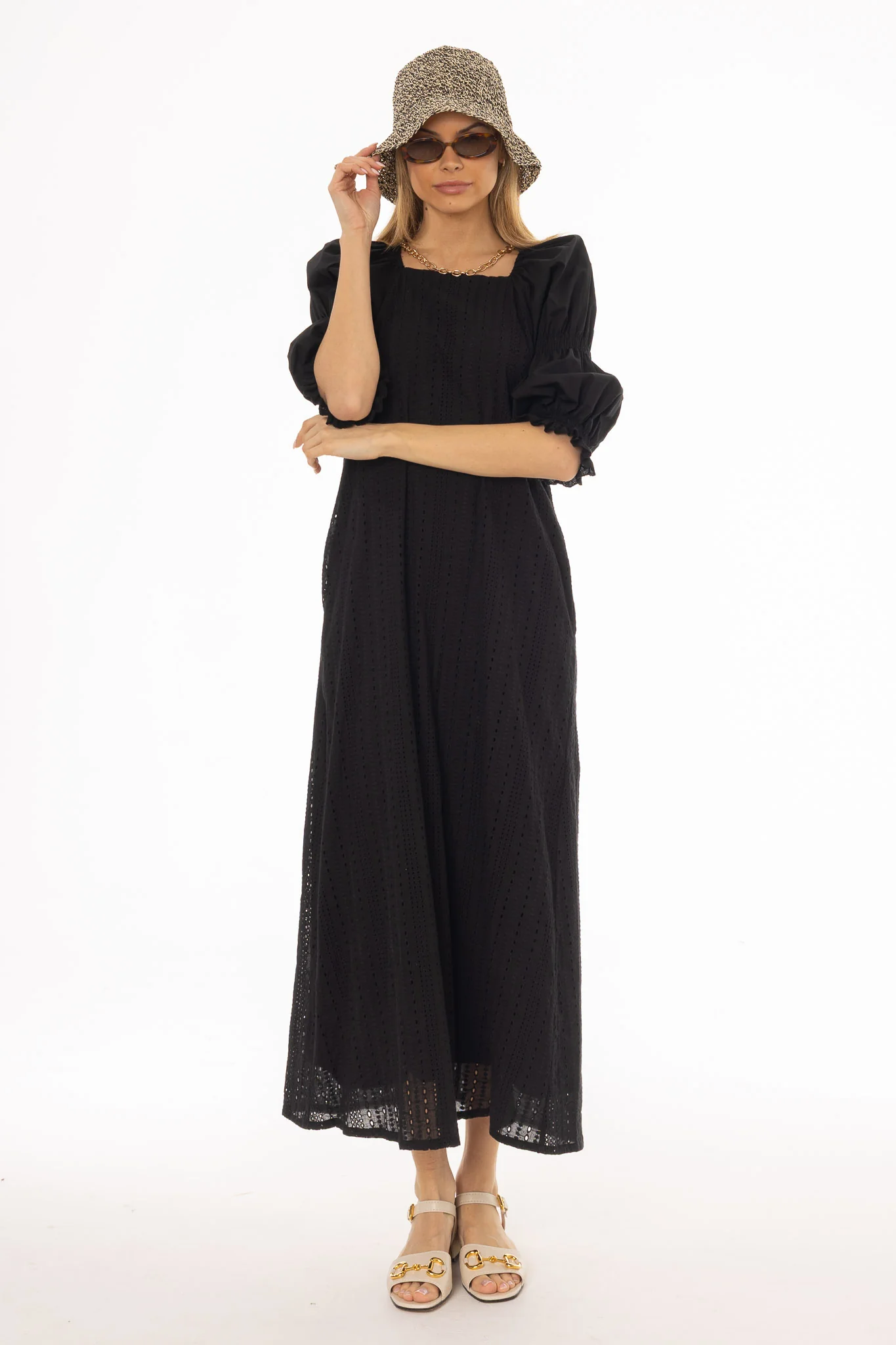 Black Eyelet Maxi Dress - Image 5