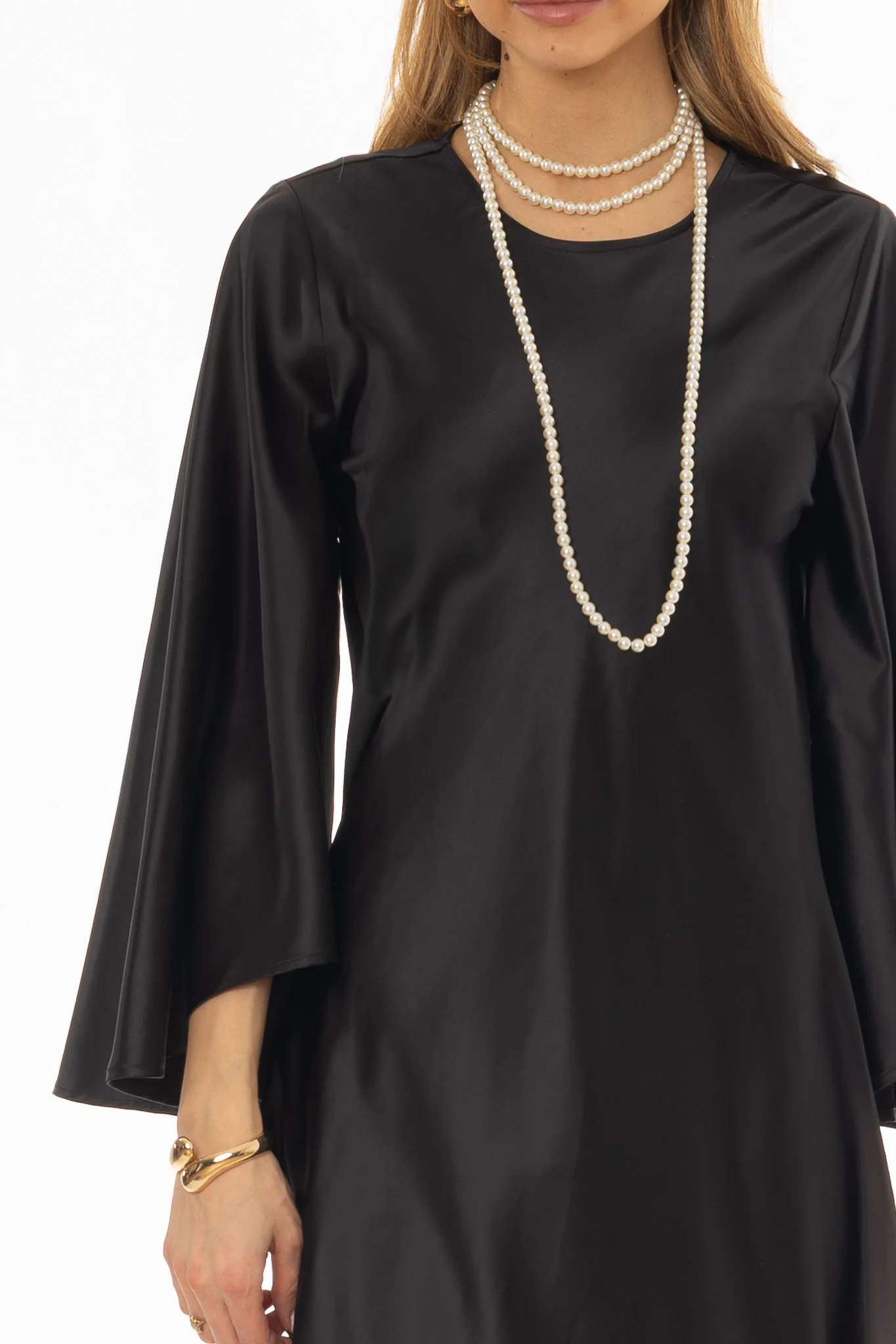 Black Flare Sleeve Maxi Dress - Image 2