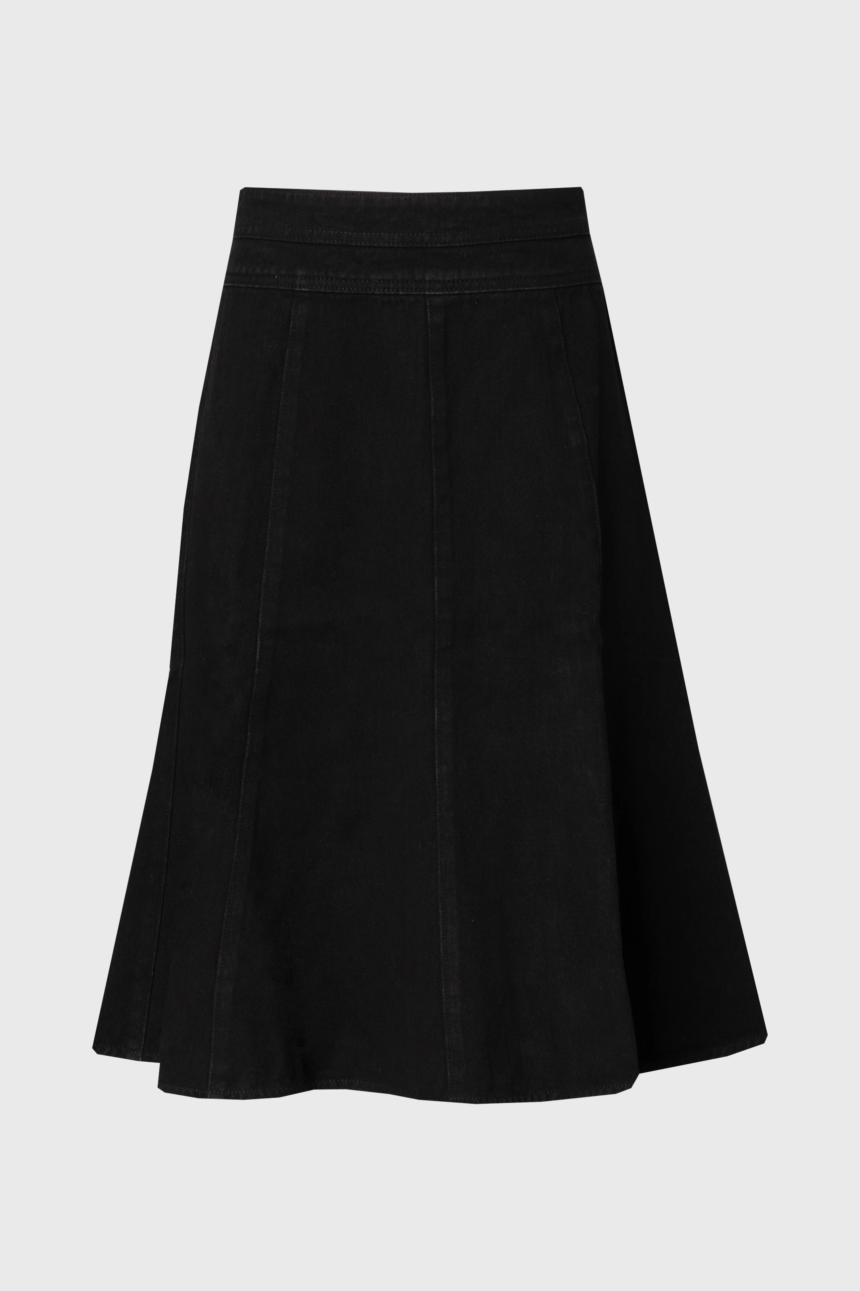 Black Flared Denim Skirt - Image 6
