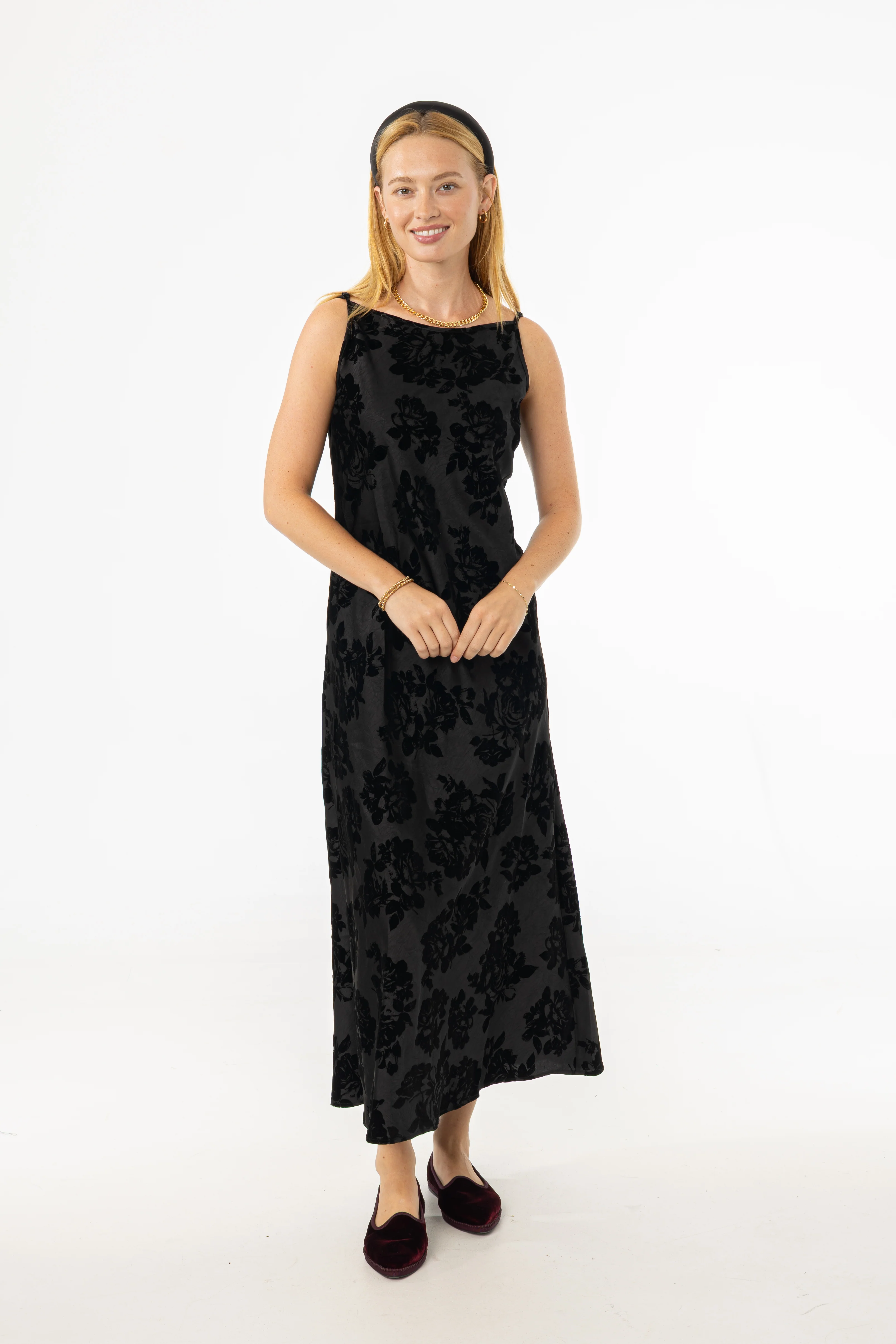 Black Flower Print Velvet Slip Jumper - Image 4