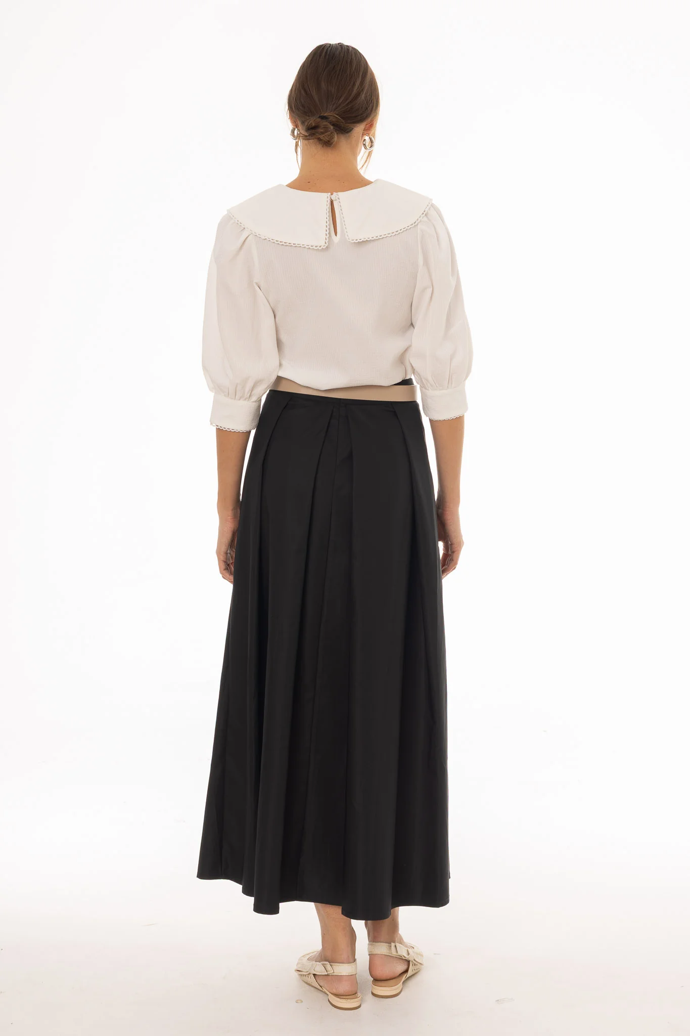Black Front Pleat Maxi Skirt - Image 4