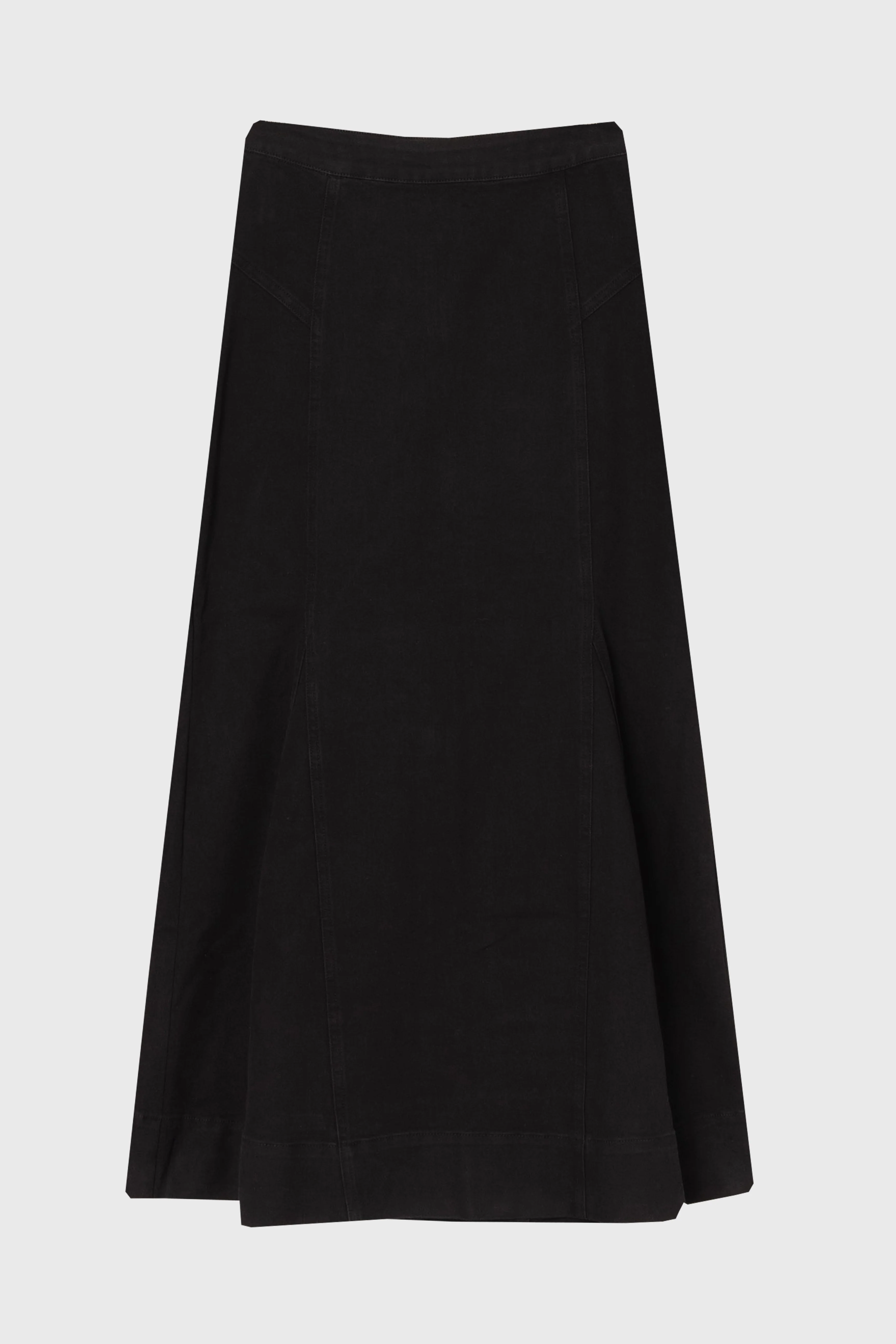 Black Godet Denim Maxi Skirt - Image 6