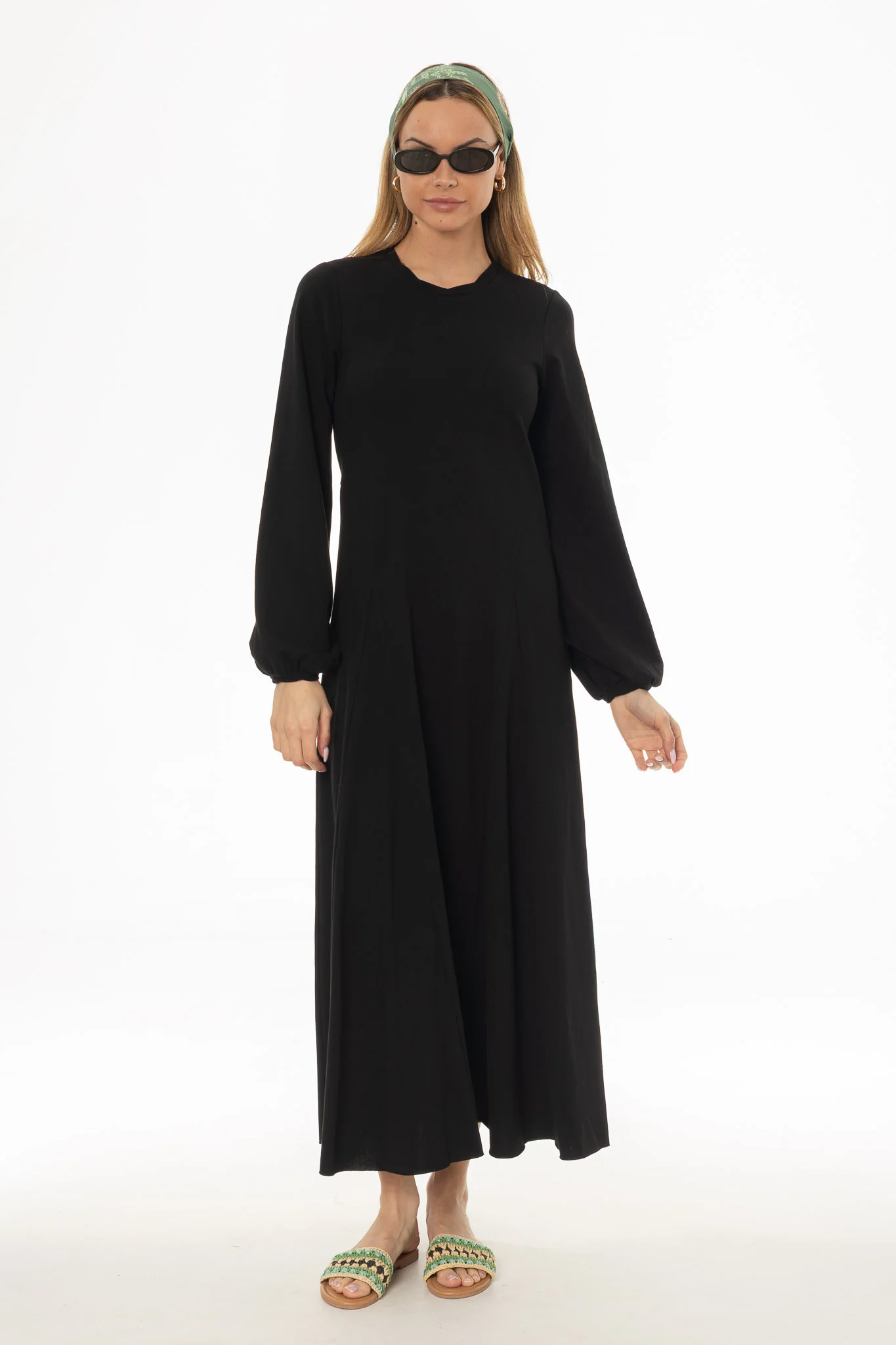 Black Godet Seam Maxi Dress - Image 5