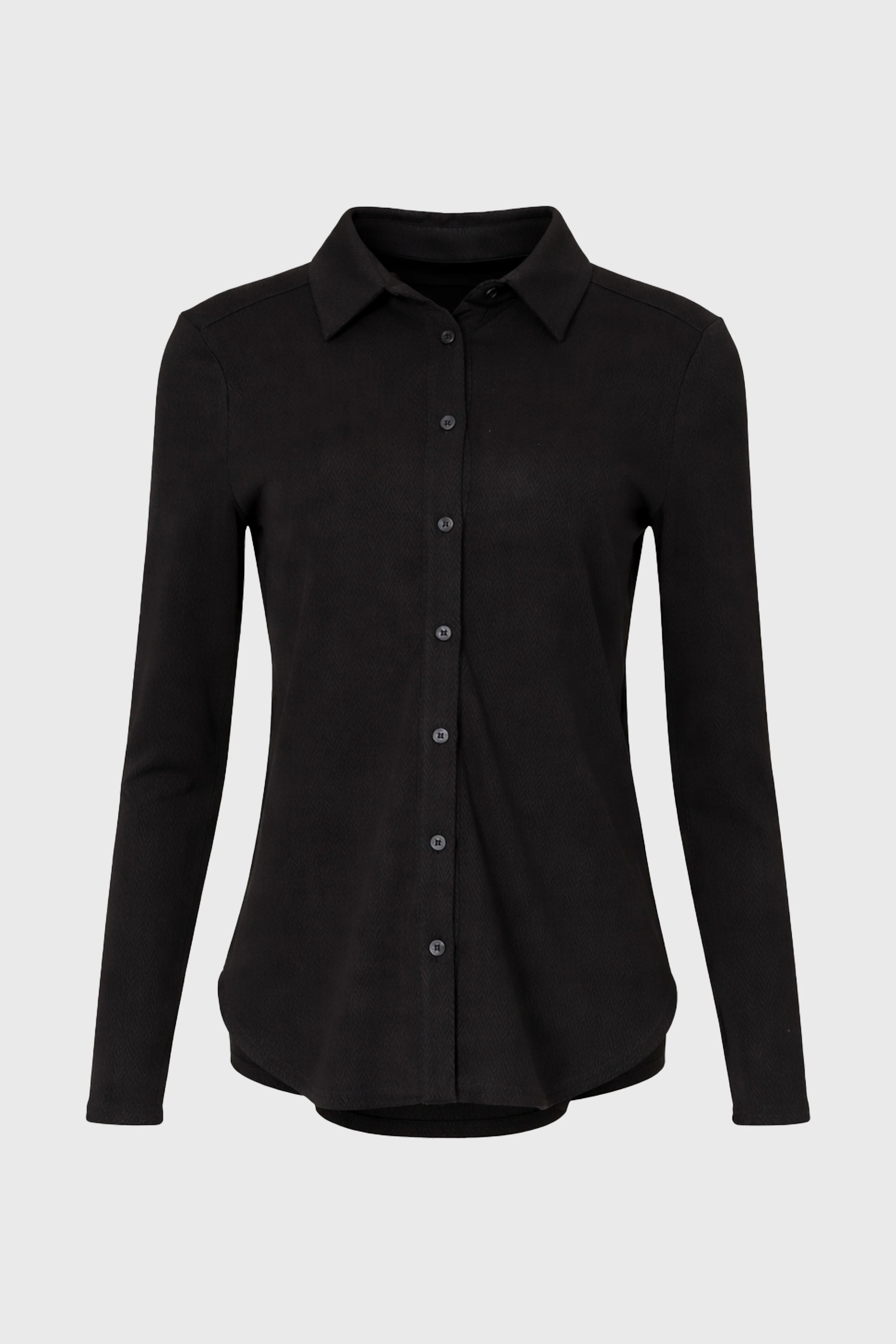 Black Herringbone Textured Shirt - Image 6