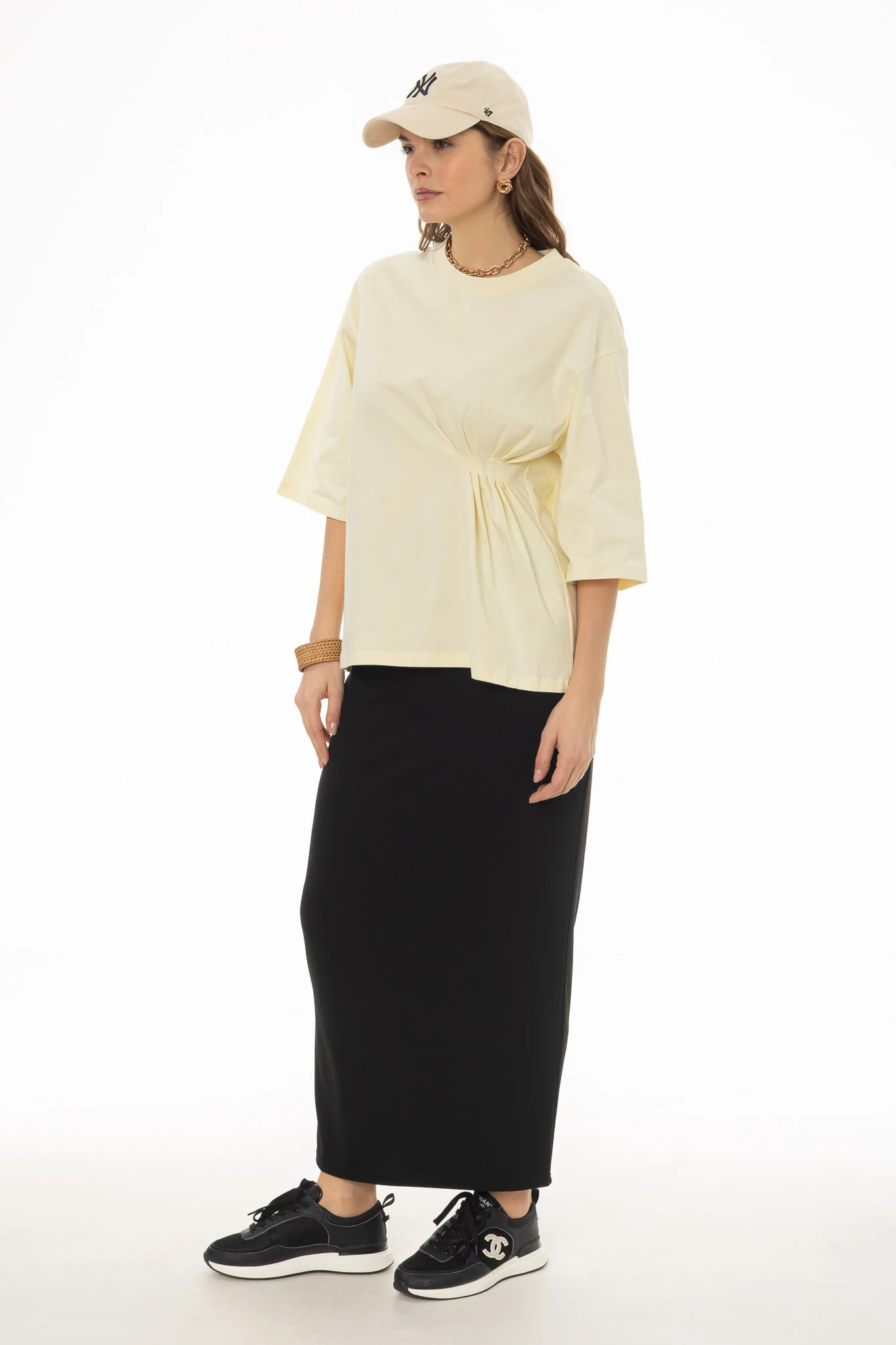 Black Herringbone Textured Skirt - Image 3