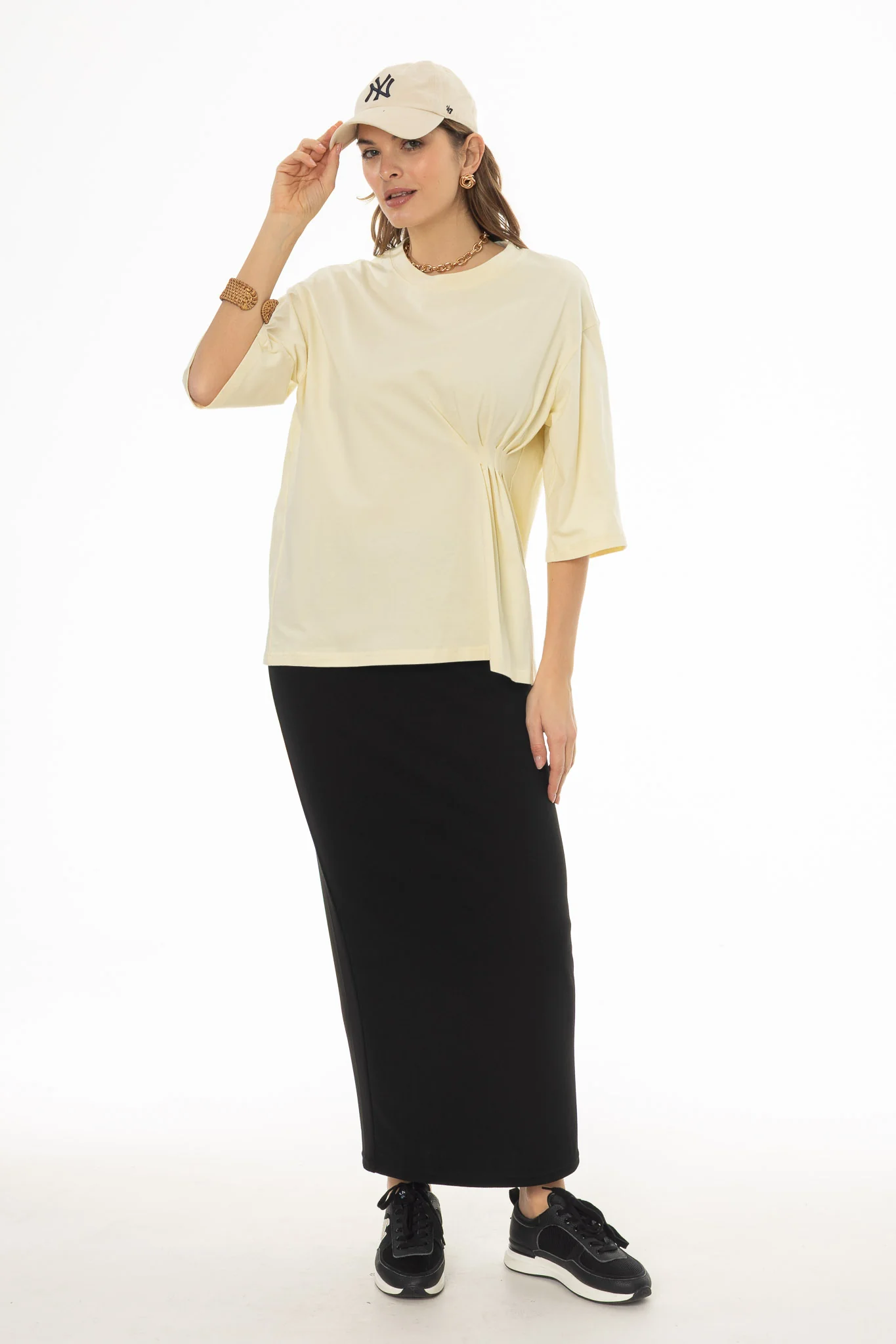 Black Herringbone Textured Skirt - Image 5