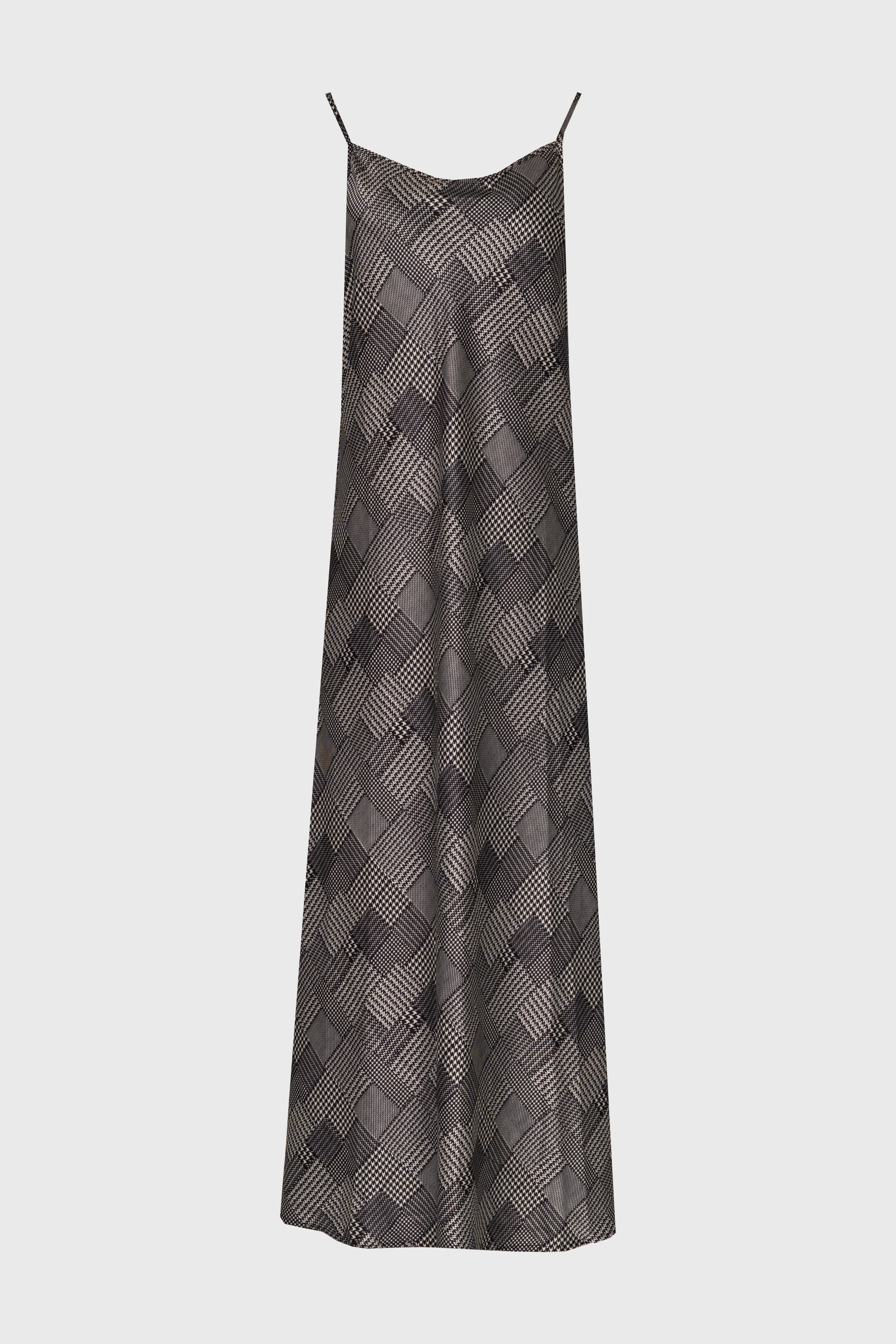 Black Houndstooth Printed Slip Dress - Image 5