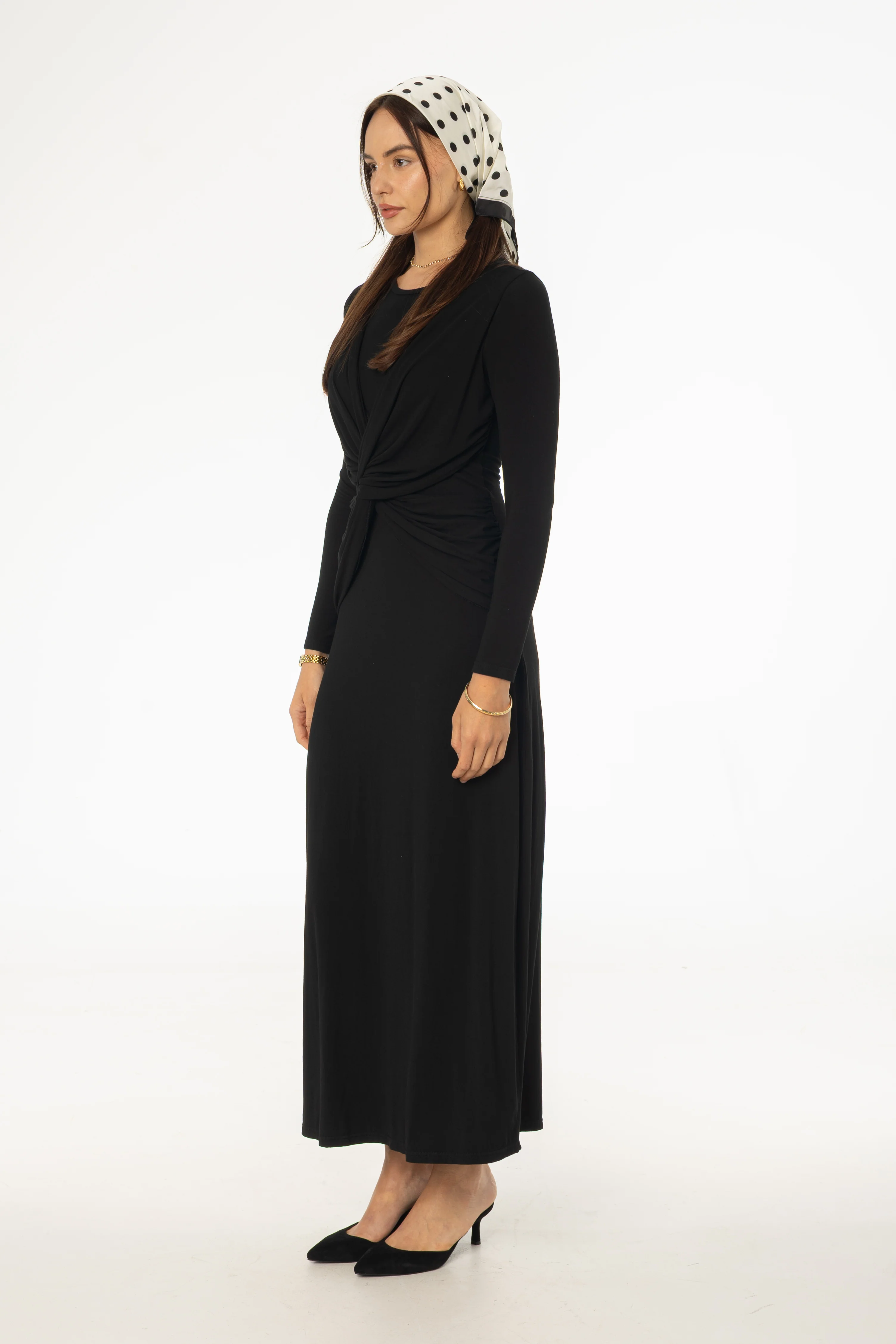 Black Knot Crossover Maxi Dress - Image 3