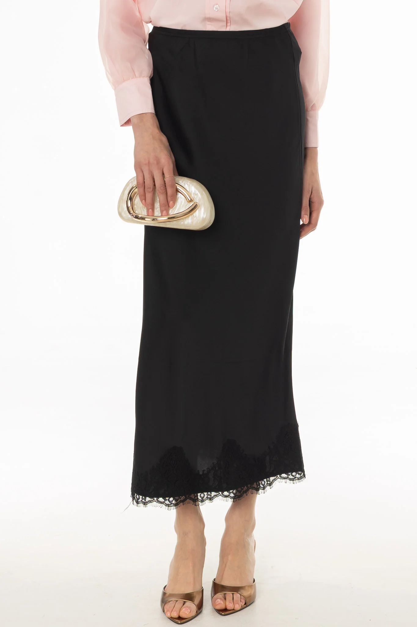Black Lace Trim Slip Skirt - Image 2