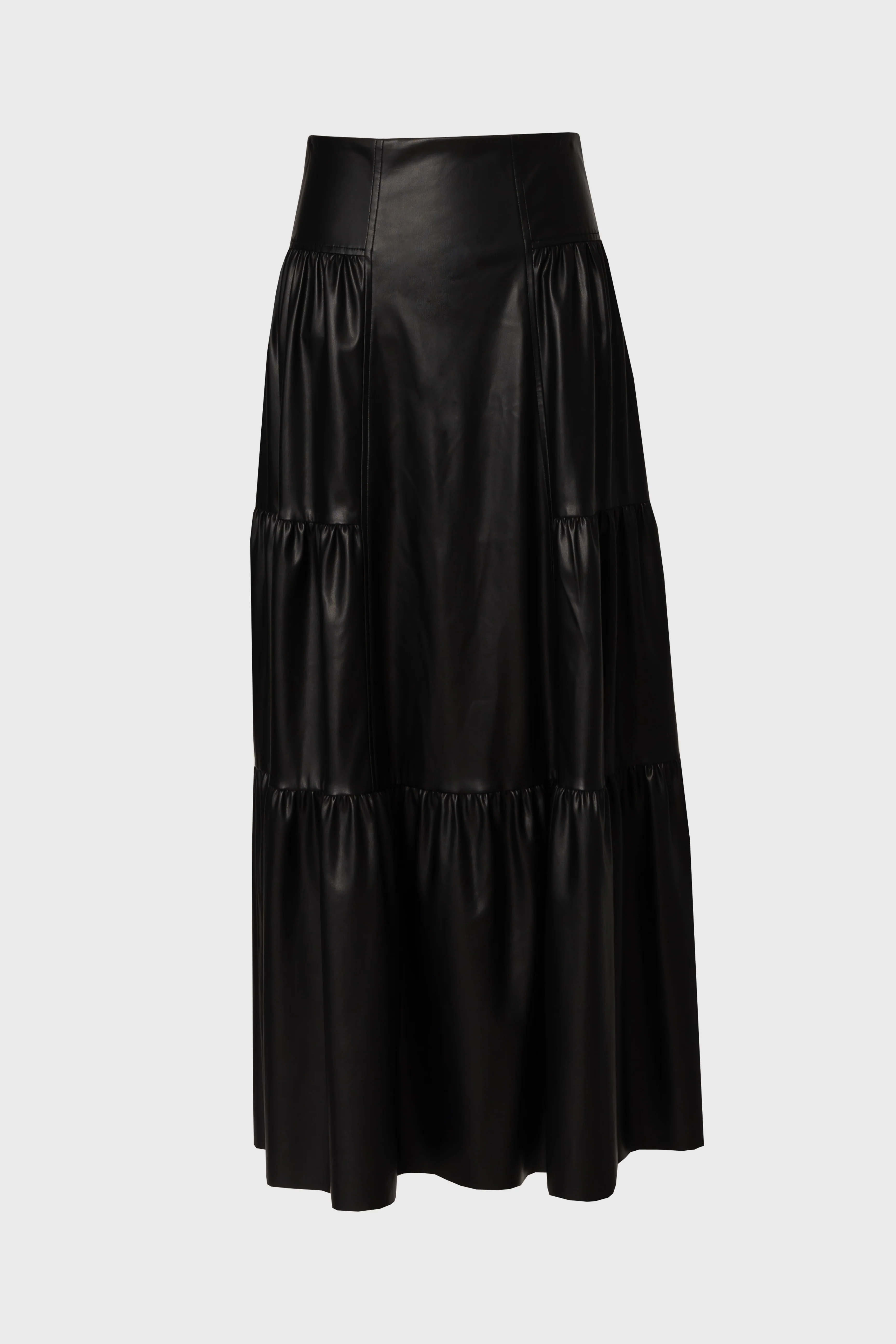 Black Layered Faux Leather Skirt - Image 6