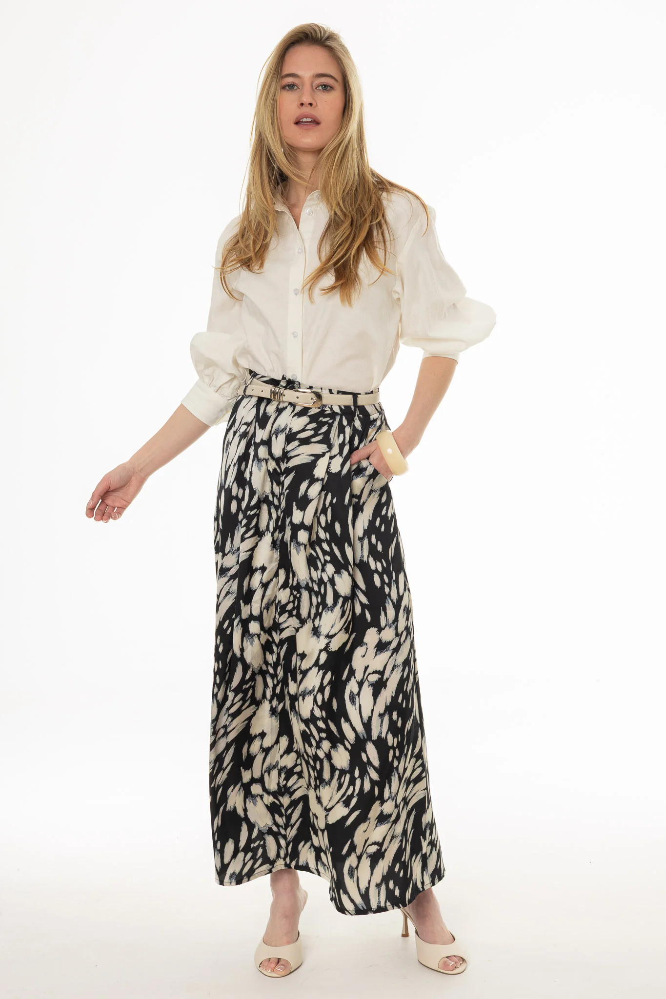 Black Multi Printed Flare Skirt - Image 5