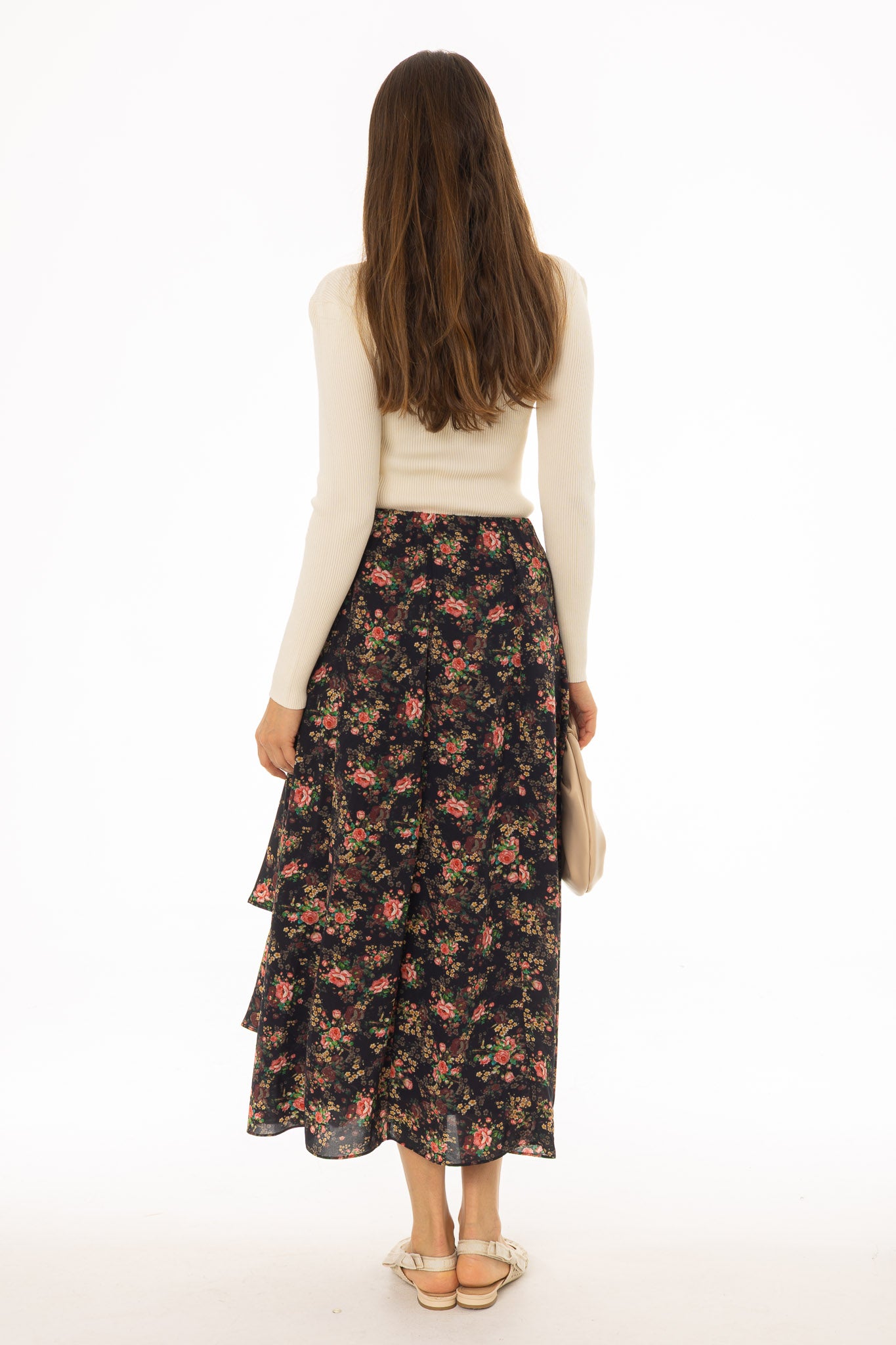 Black Multi Print Side Ruffle Maxi Skirt - Image 5