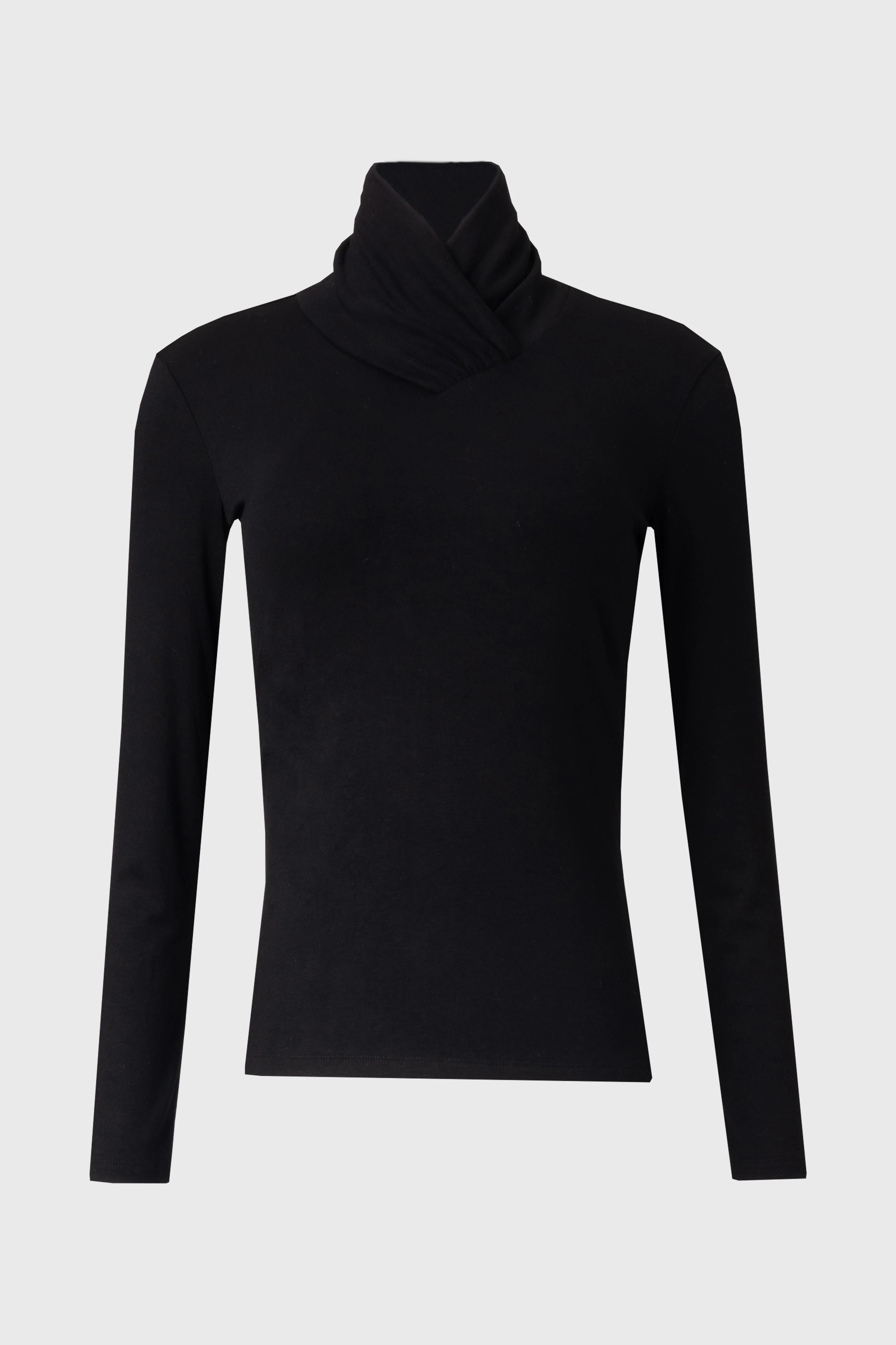 Black Overlap Mock Neck Top - Image 6