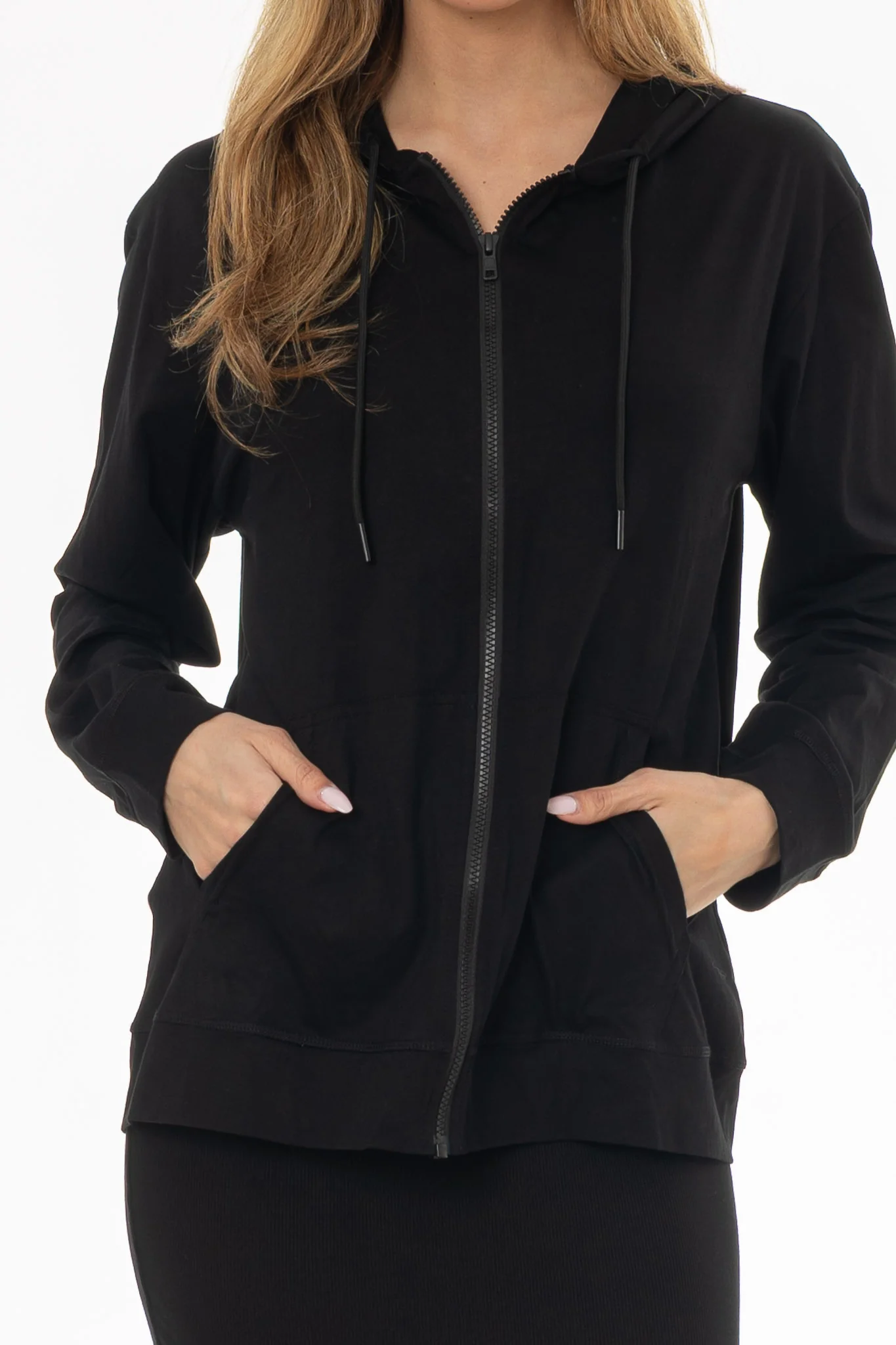Black Oversized Zip Up Hoodie